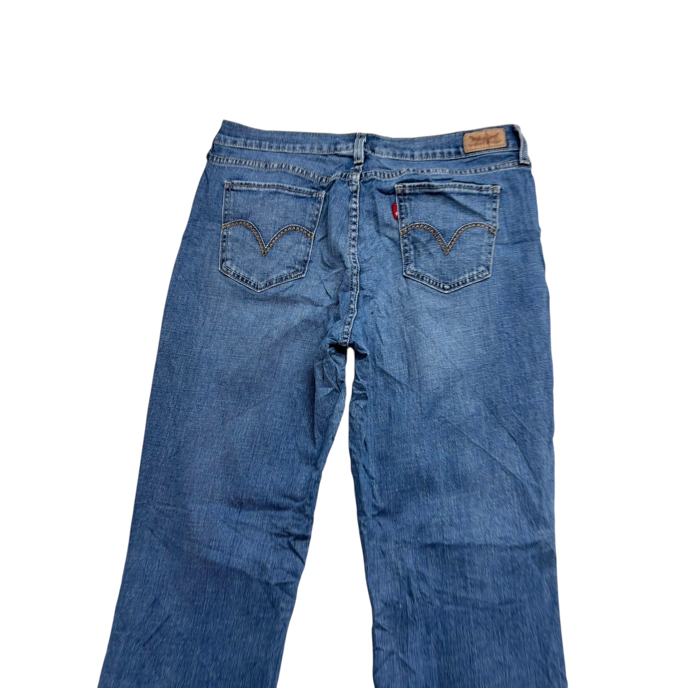 Levis 505 Jeans W31 L32 Womens Regular Straight Fit Mid Blue Stretch Denim (E)