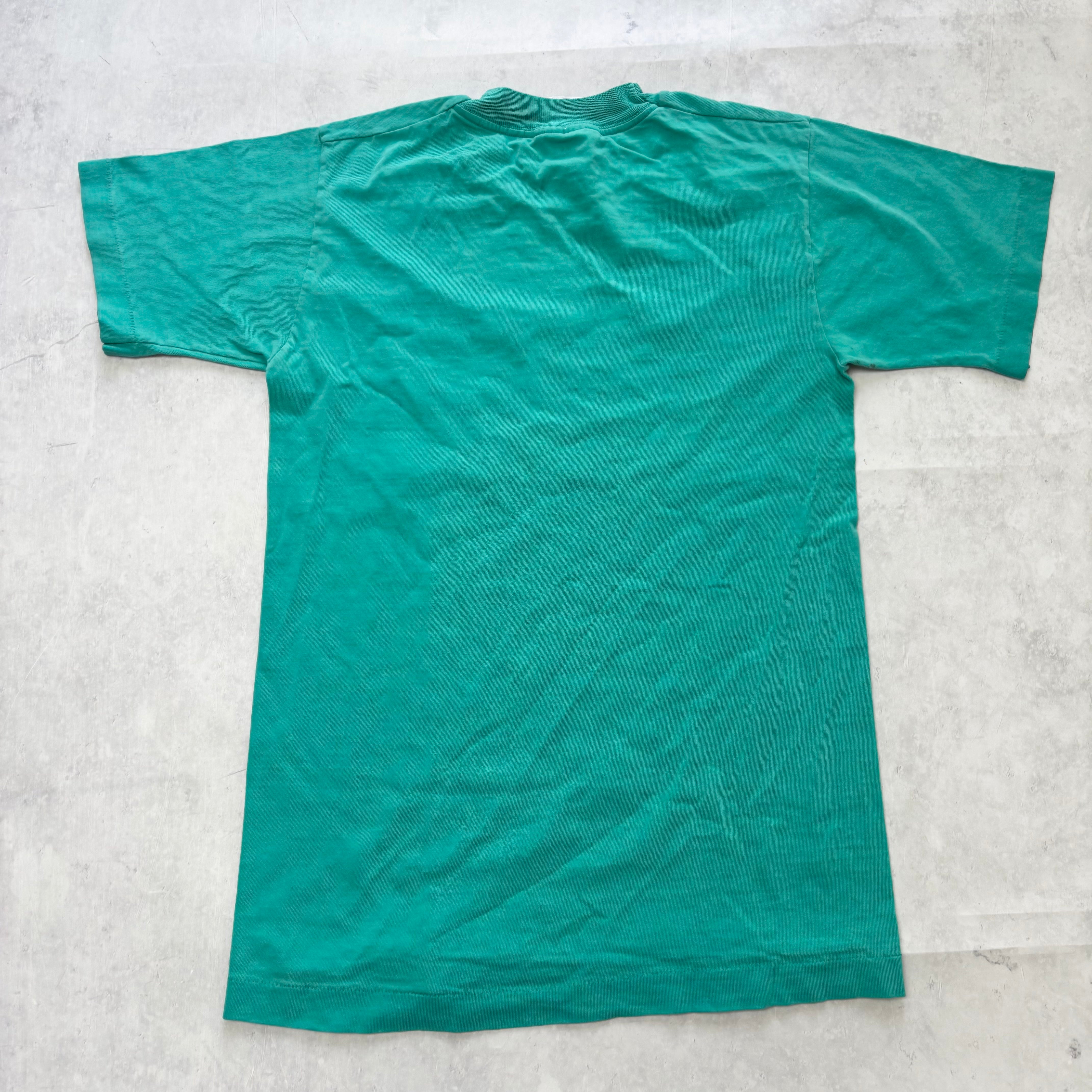 Vintage T Shirt Mens XS Green Single Stitch Graphic Print 90s