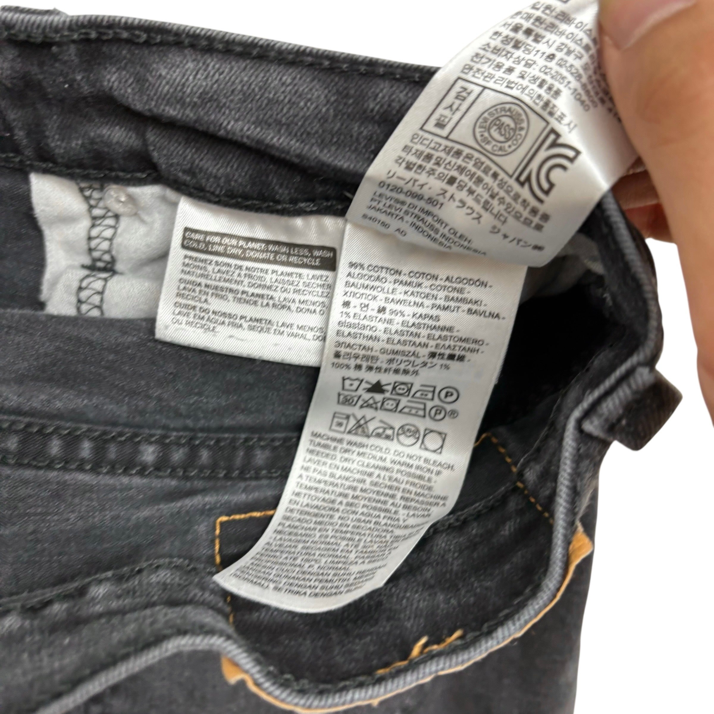 Levis 502 Jeans W30 L28 Mens Black Slim Tapered Fit Stretch Denim (F)