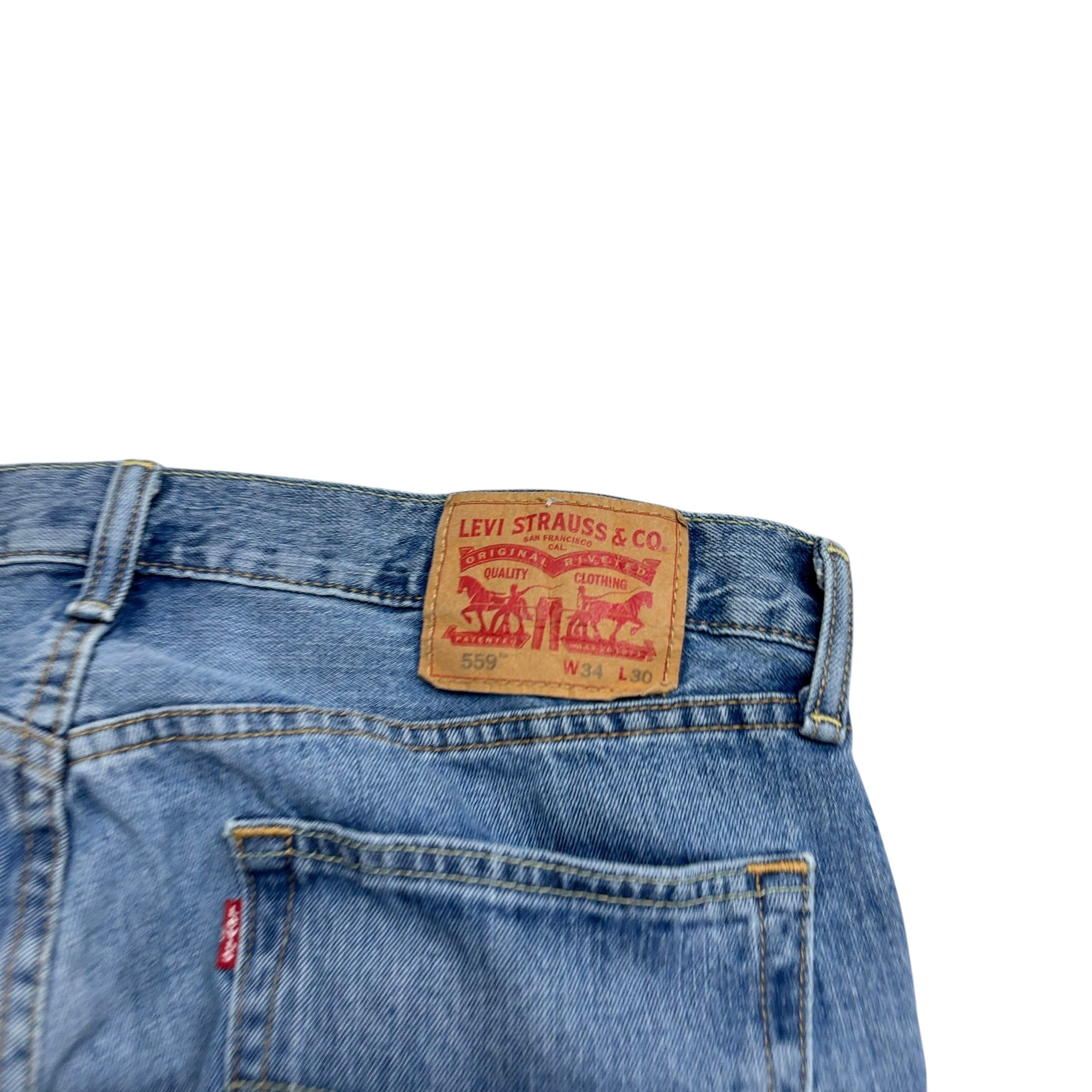 Levis 559 Jeans W34 L30 Mens Light Blue Baggy Relaxed Straight Fit Denim