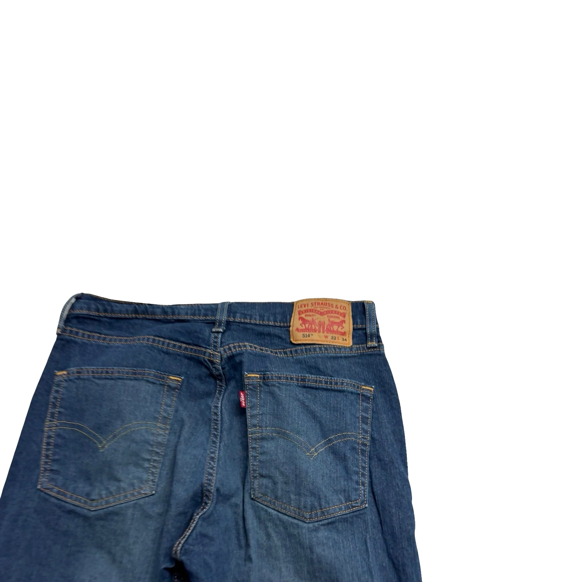 Levis 514 Jeans W32 L34 Mens Dark Blue Regular Straight Fit Stretch Denim (E)