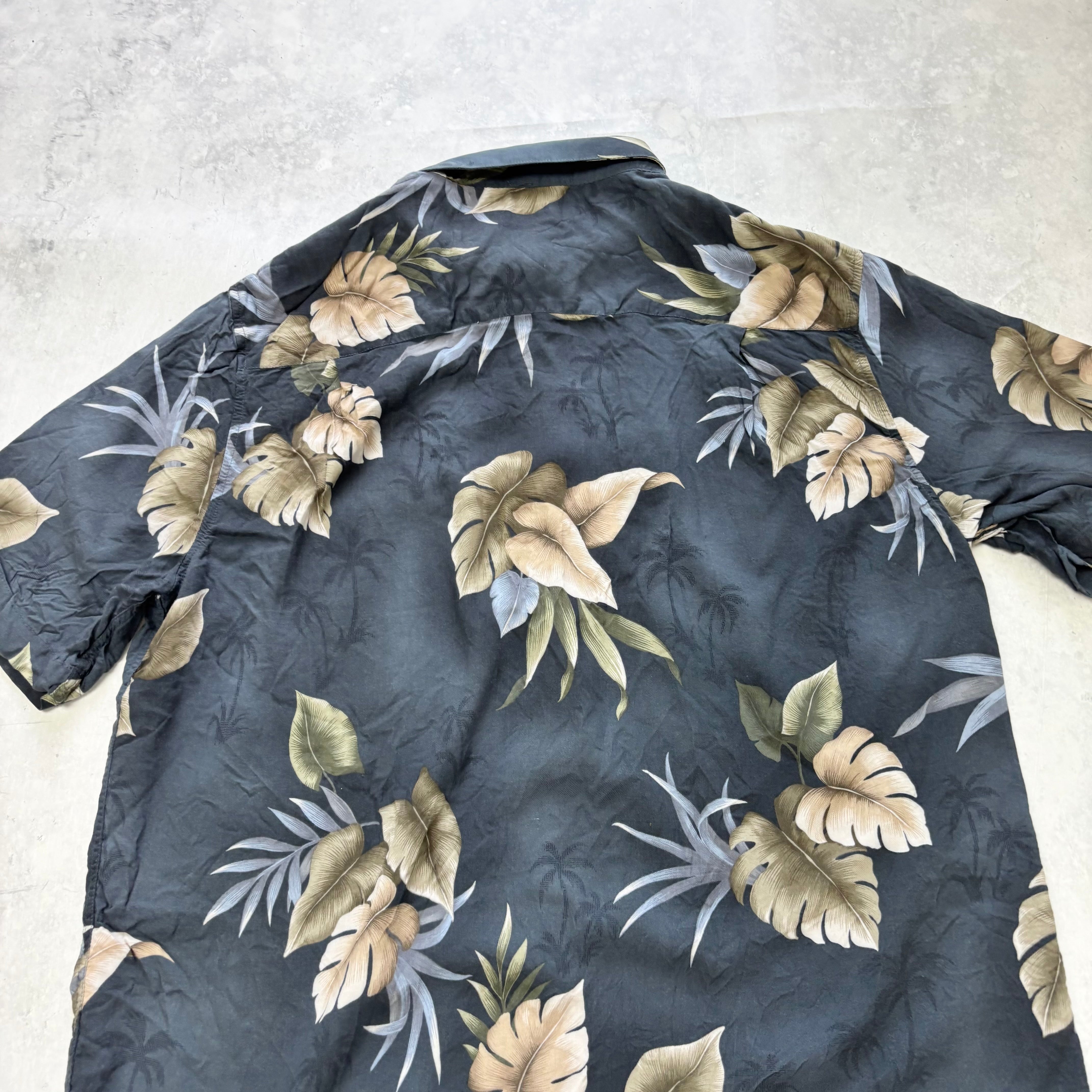 Hawaiian Shirt Mens Large Blue Floral Aloha Short Sleeve Rayon (E)