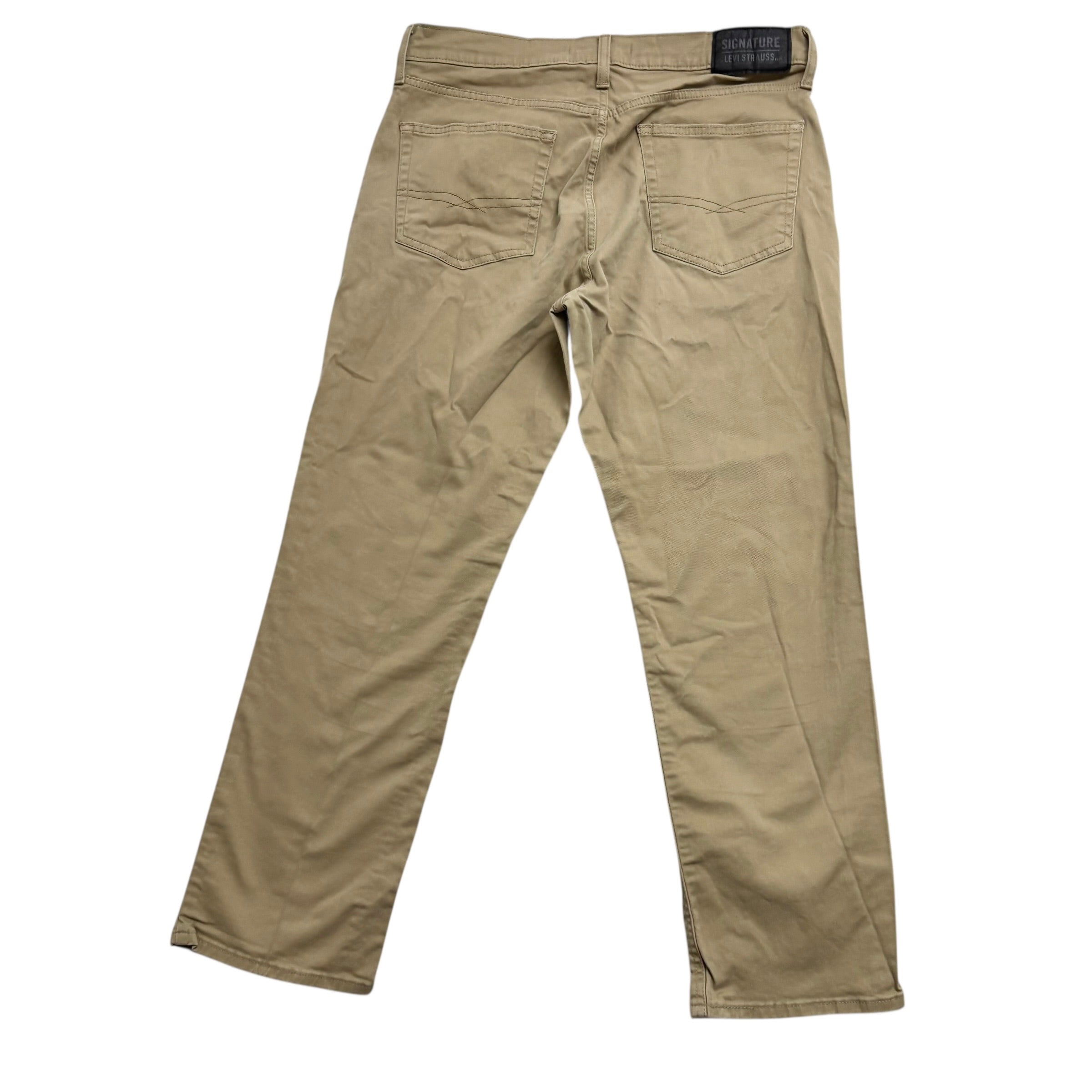 Levis Signature Trousers W34 L29 Mens Beige Athletic Straight Stretch Pants (E)