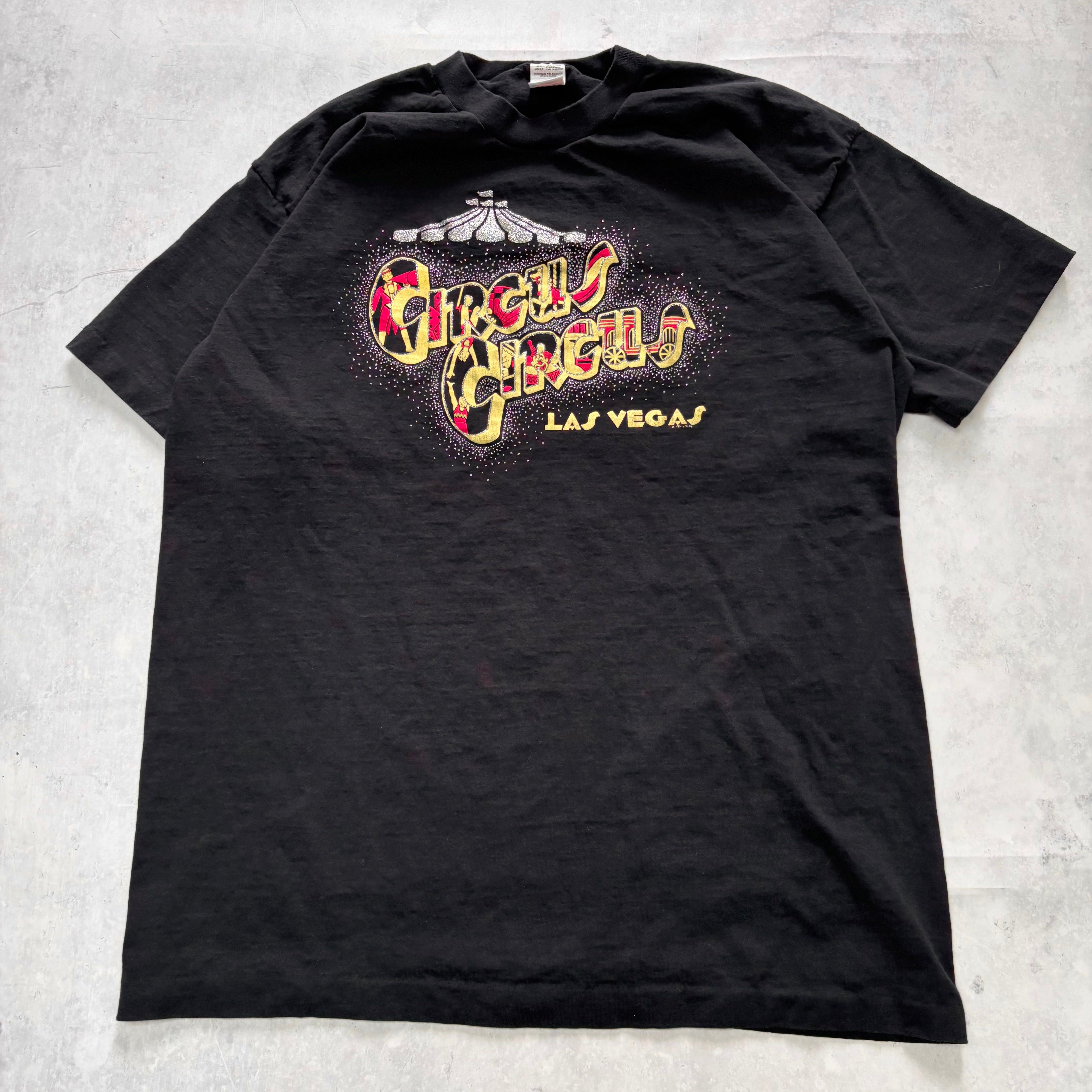Vintage T Shirt Mens XL Black Single Stitch Graphic Print 90s Circus (E)