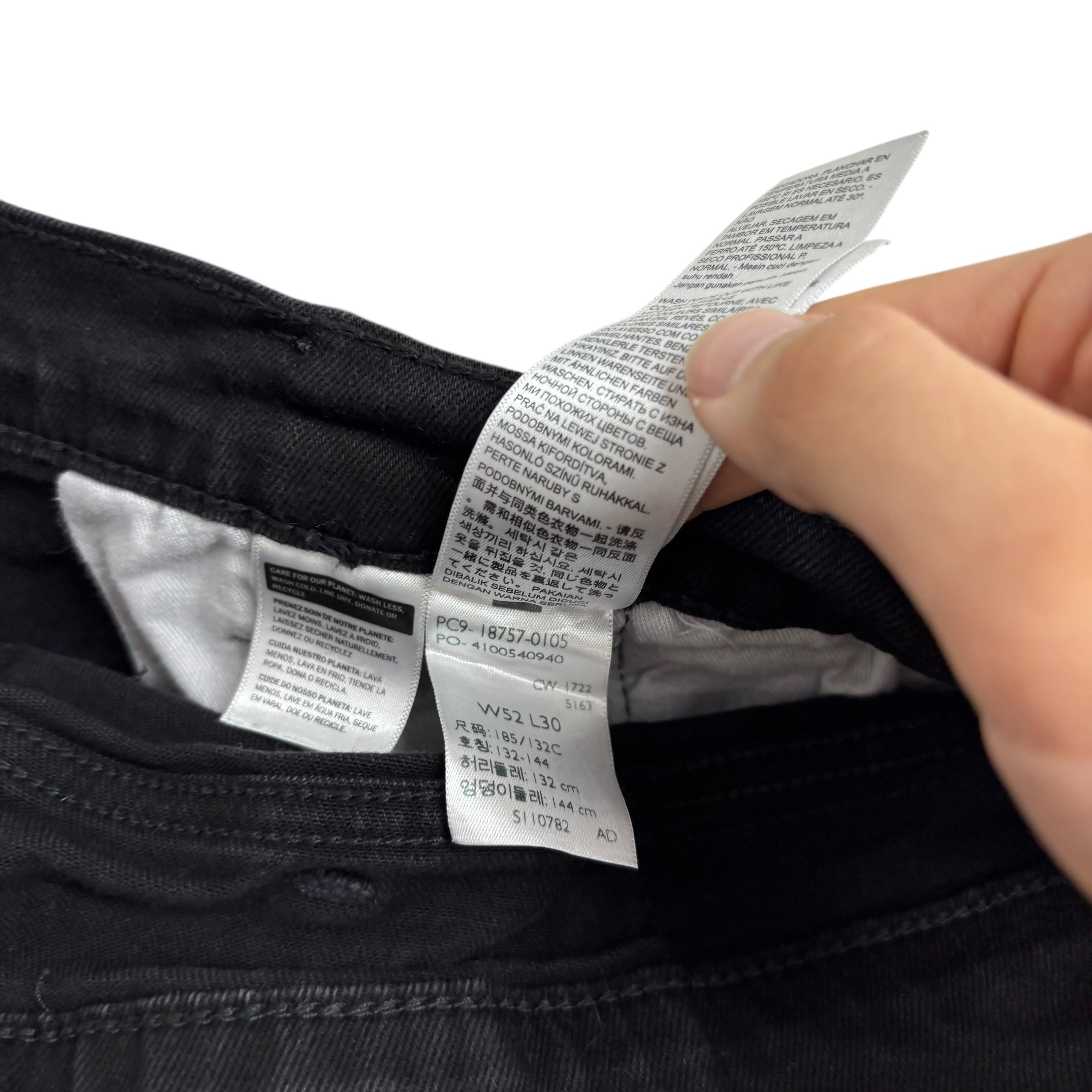 Levis 541 Jeans W52 L28 Mens Black Athletic Tapered Fit Stretch Denim (E)