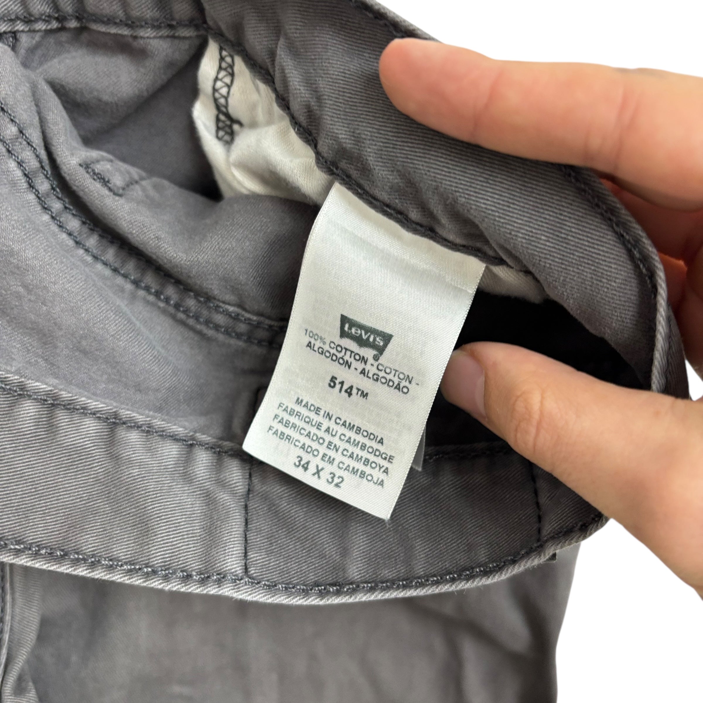 Levis 514 Trousers W34 L32 Mens Grey Regular Straight Fit Vintage Pants