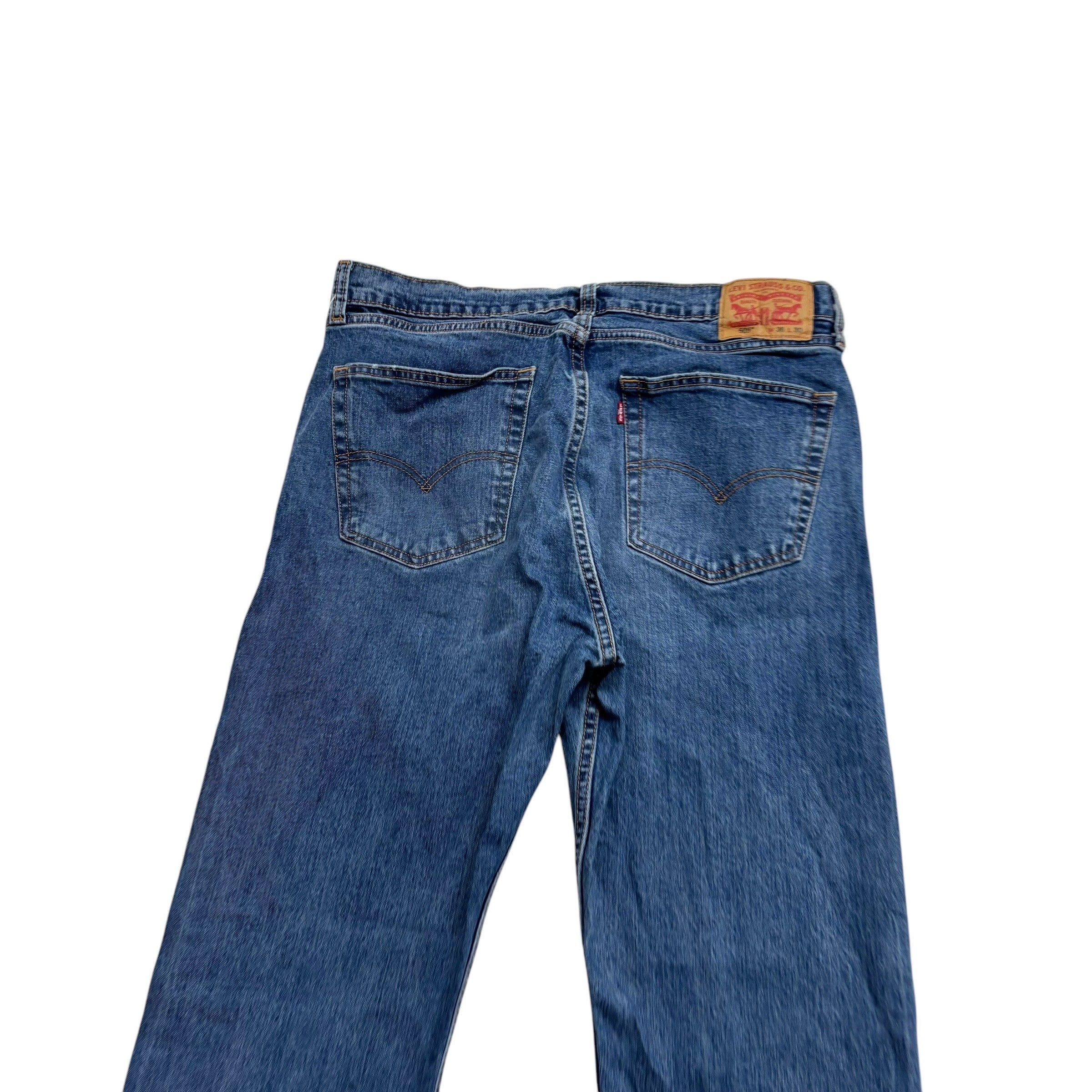 Levis 505 Jeans W36 L30 Mens Mid Blue Regular Straight Fit Stretch Denim (E)