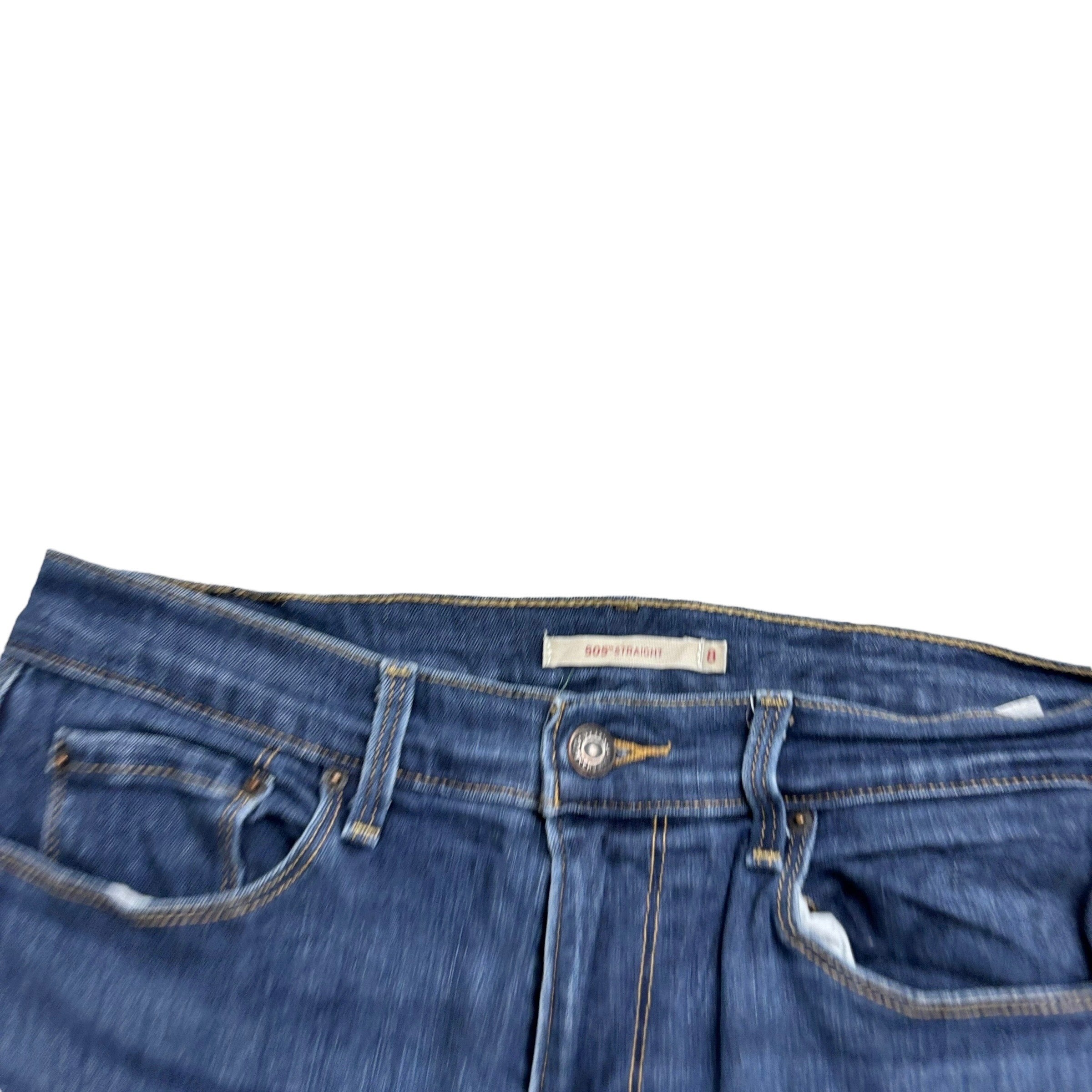 Levis 505 Jeans W29 L30 Womens Regular Straight Dark Blue Stretch Denim (E)