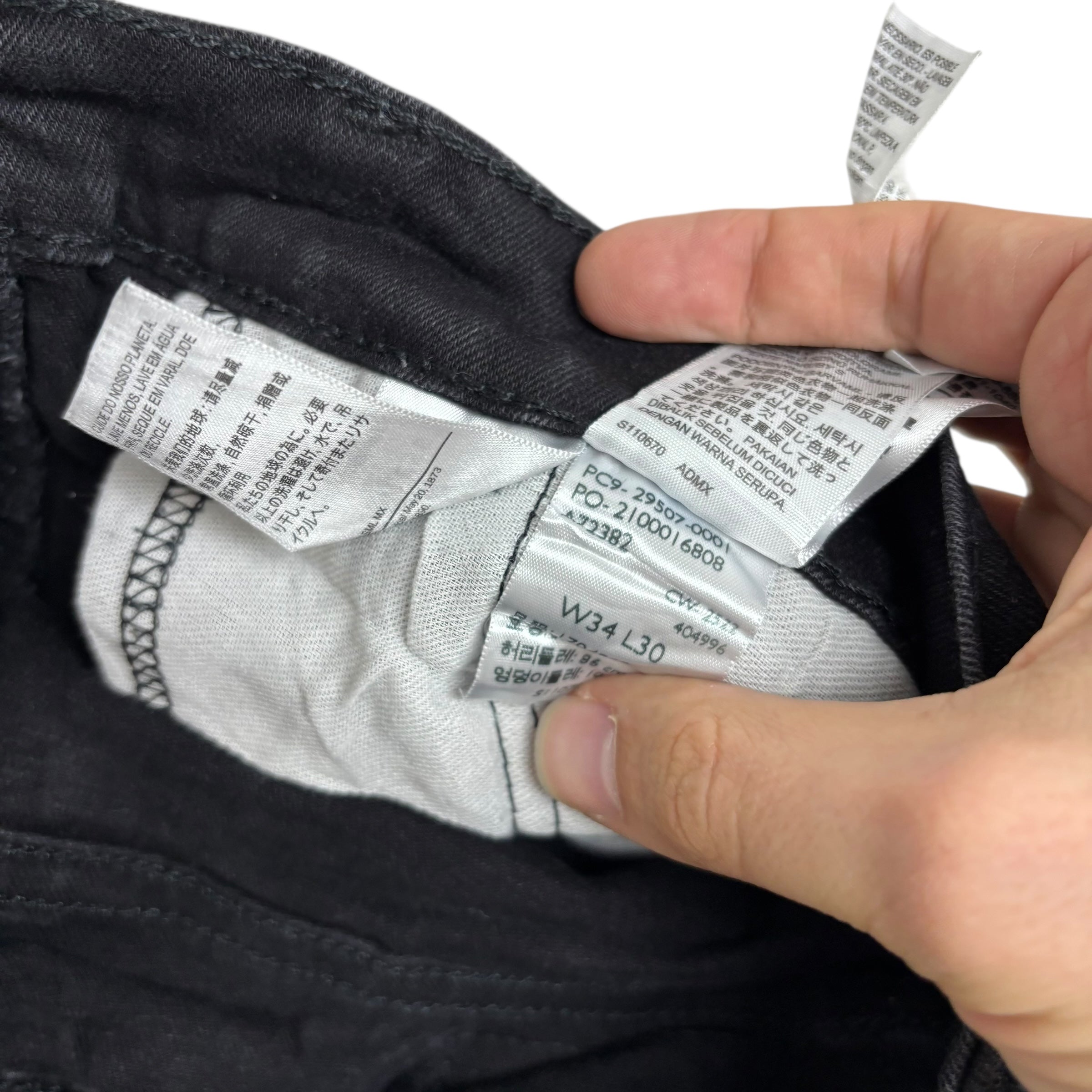 Levis 502 Jeans W34 L30 Mens Black Regular Tapered Fit Stretch Denim (E)
