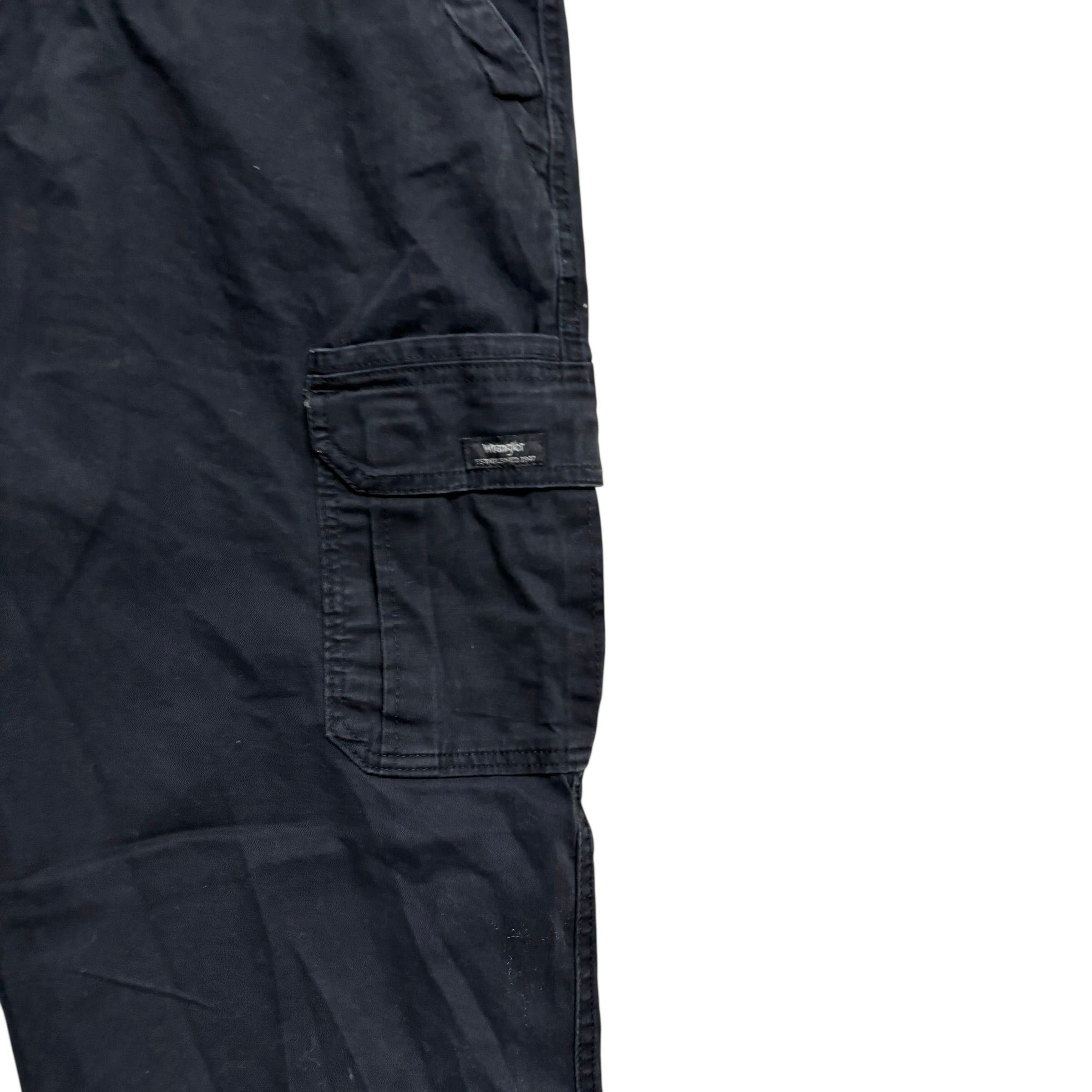 Wrangler Cargo Trousers W42 L30 Mens Black Relaxed Straight Fit Stretch Pants