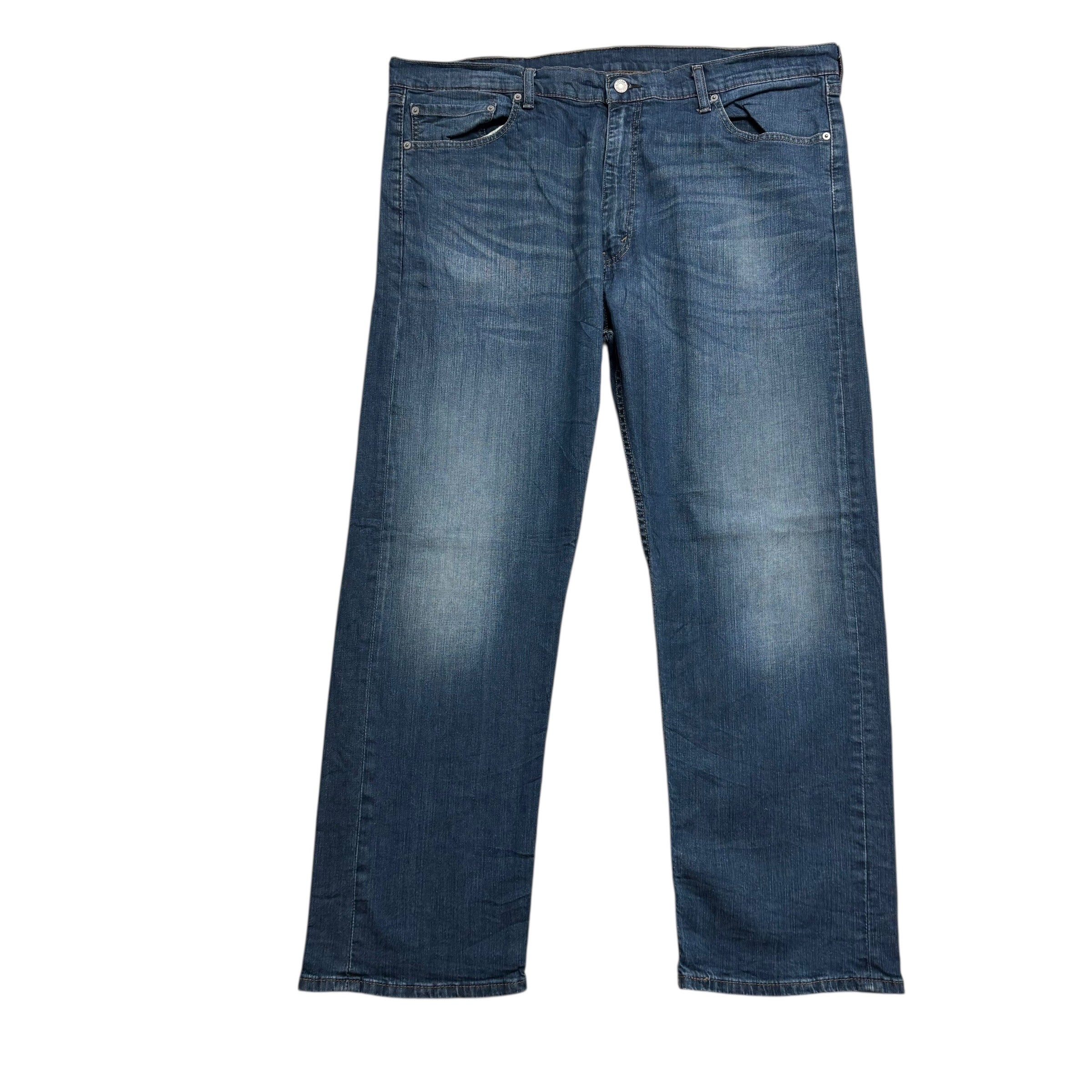 Levis 505 Jeans W42 L30 Mens Dark Blue Regular Straight Fit Stretch Denim (E)