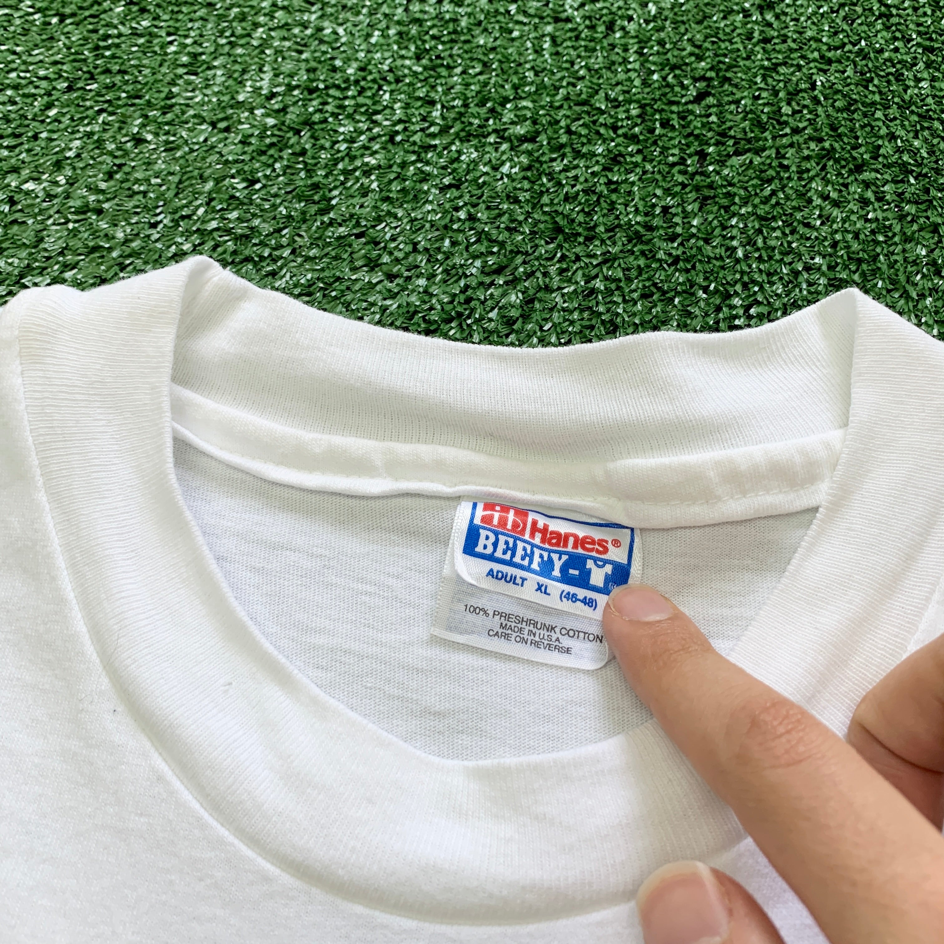 Vintage T Shirt Mens XL White Single Stitch Graphic Print 90s USA Walking