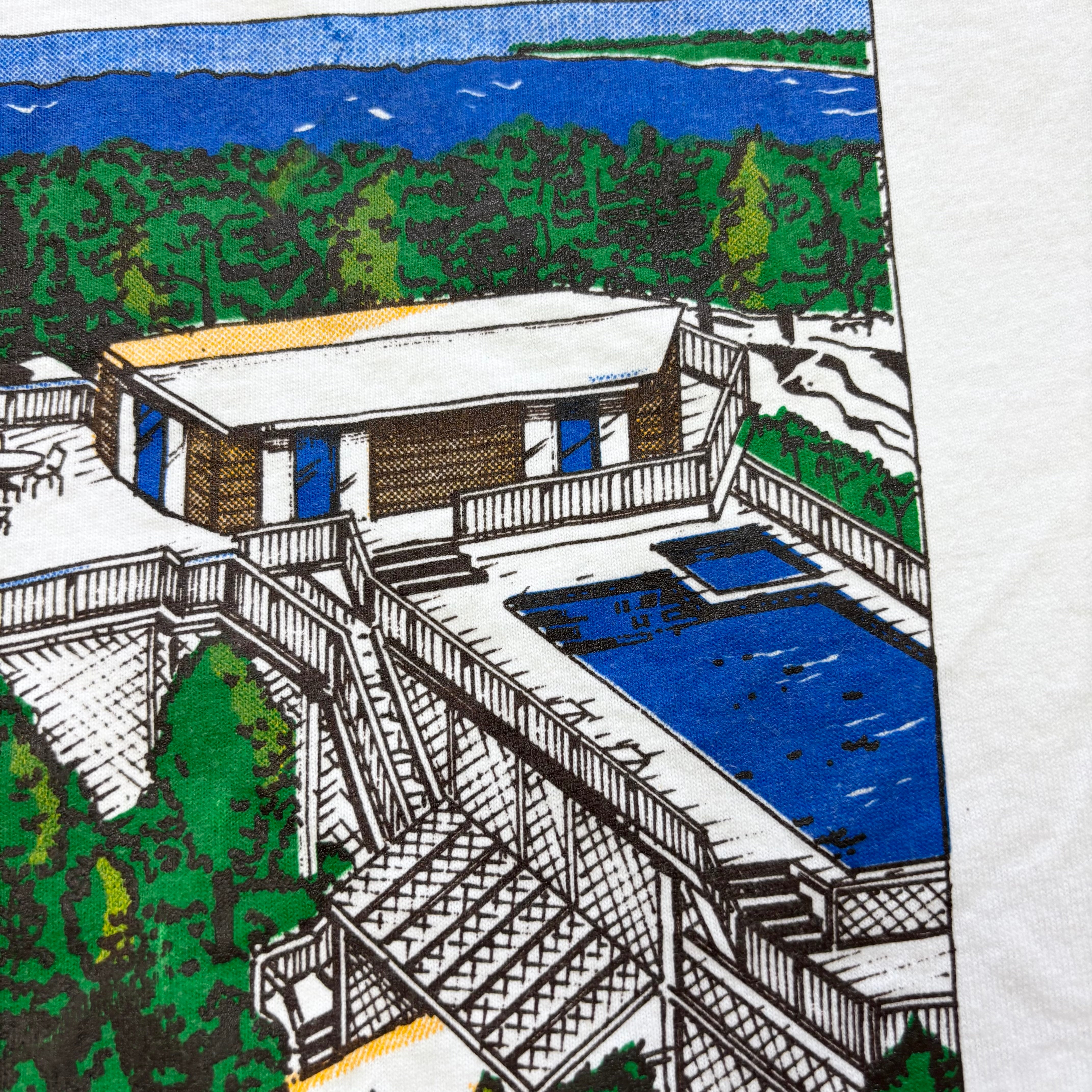 Vintage T Shirt Mens XL White Single Stitch Graphic Print 90s USA Tourist (E)