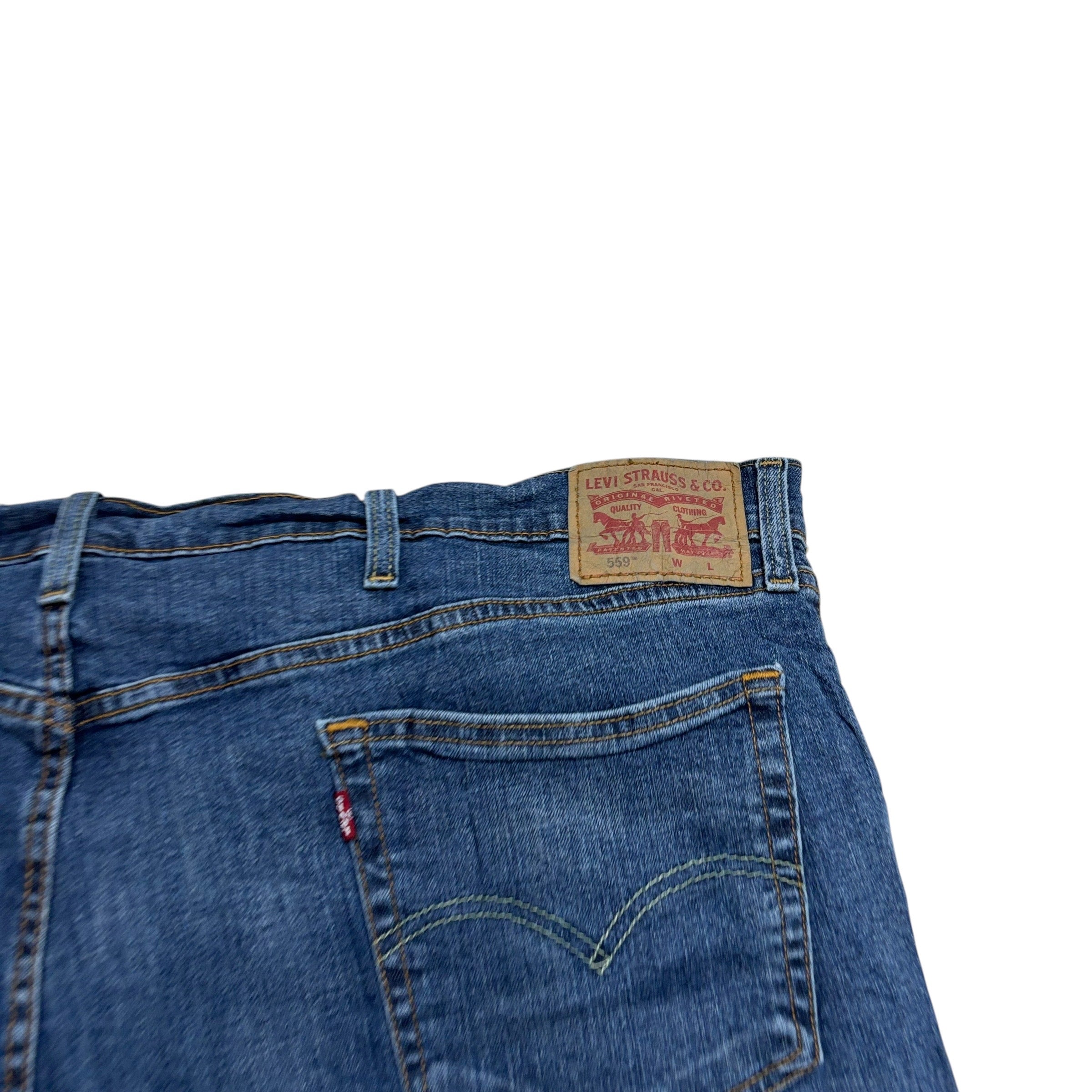 Levis 559 Jeans W48 L29 Mens Mid Blue Relaxed Straight Fit Stretch Denim (E)