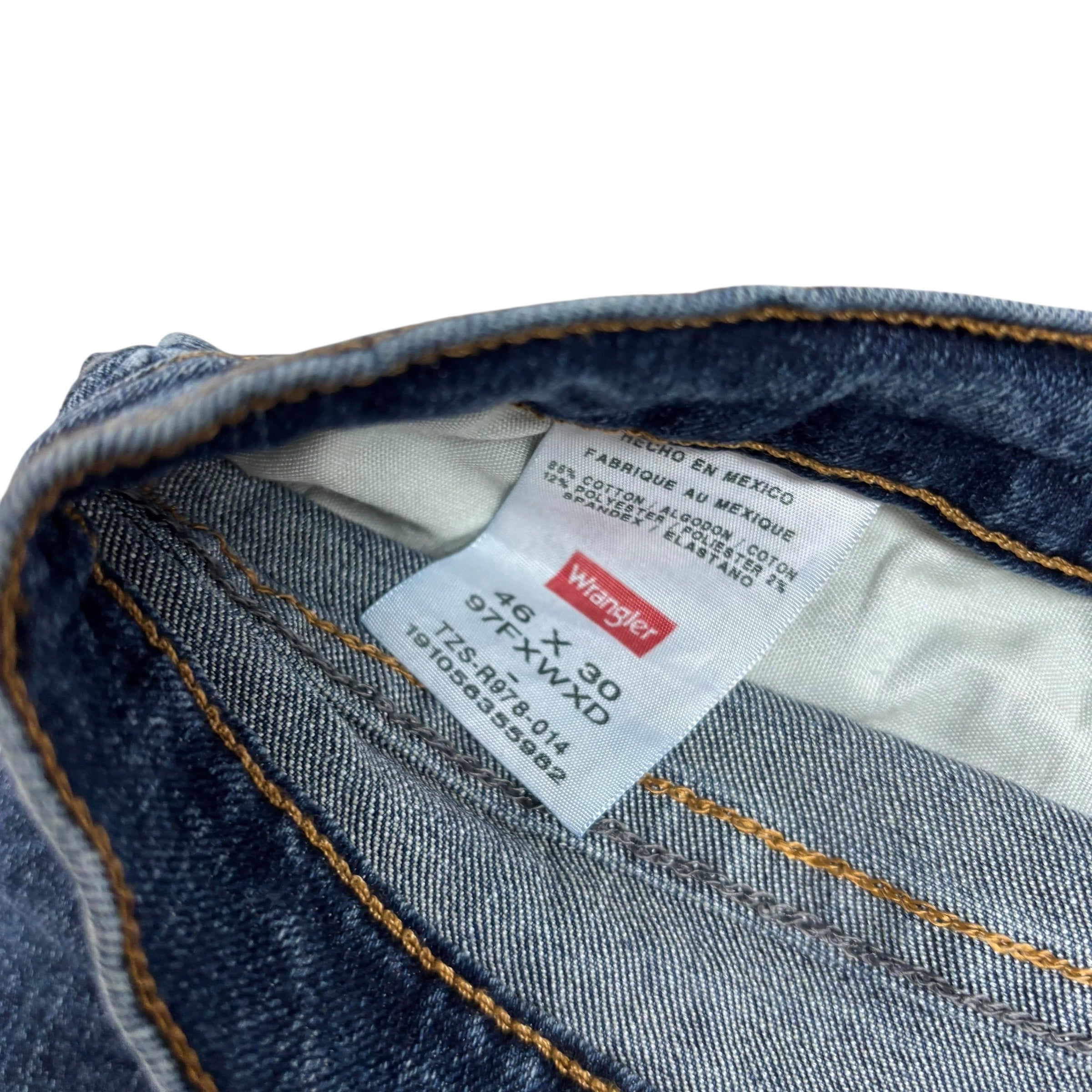 Wrangler Jeans W46 L30 Mens Dark Blue Relaxed Straight Fit Stretch Denim (E)
