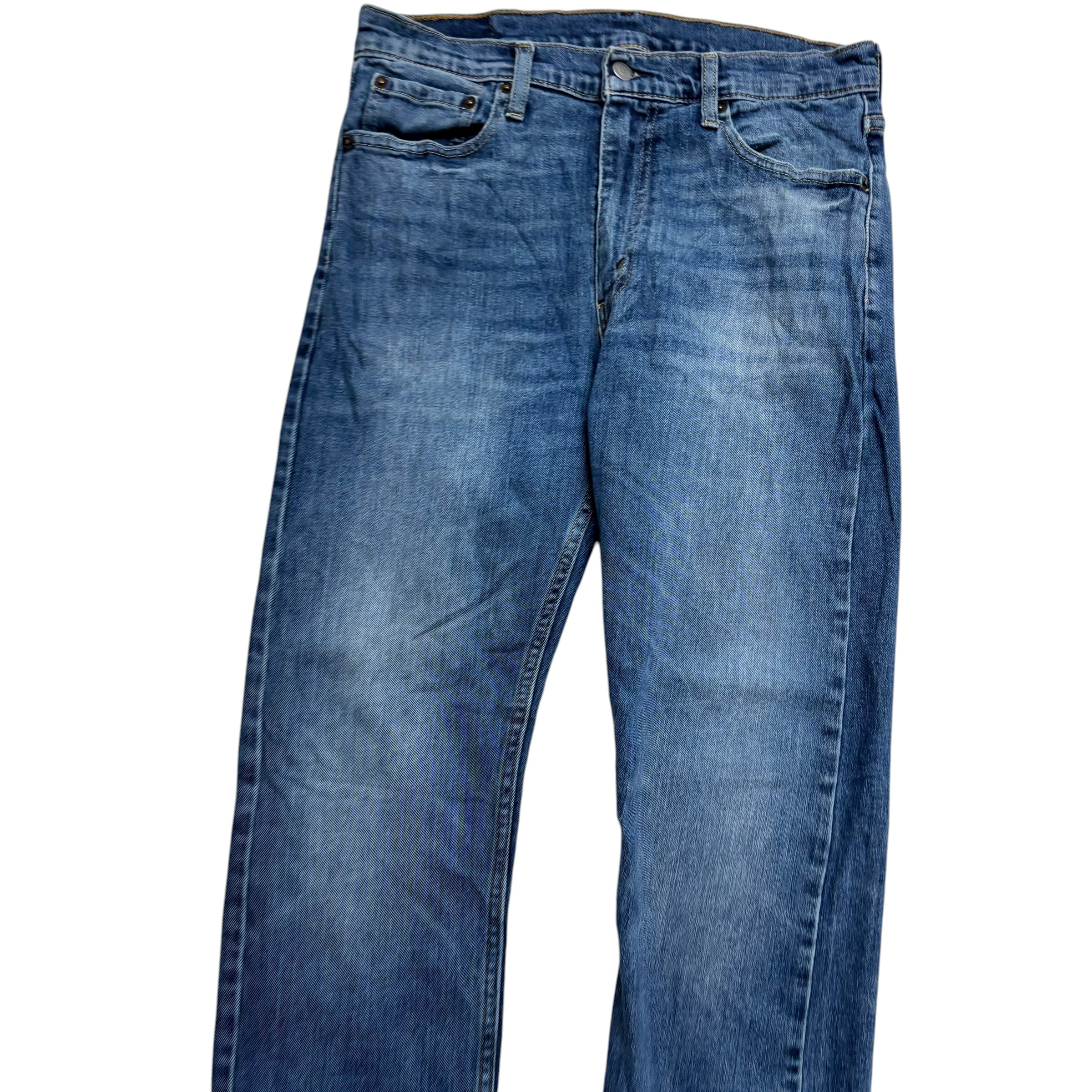 Levis 513 Jeans W32 L30 Mens Mid Blue Slim Straight Fit Stretch Denim (E)