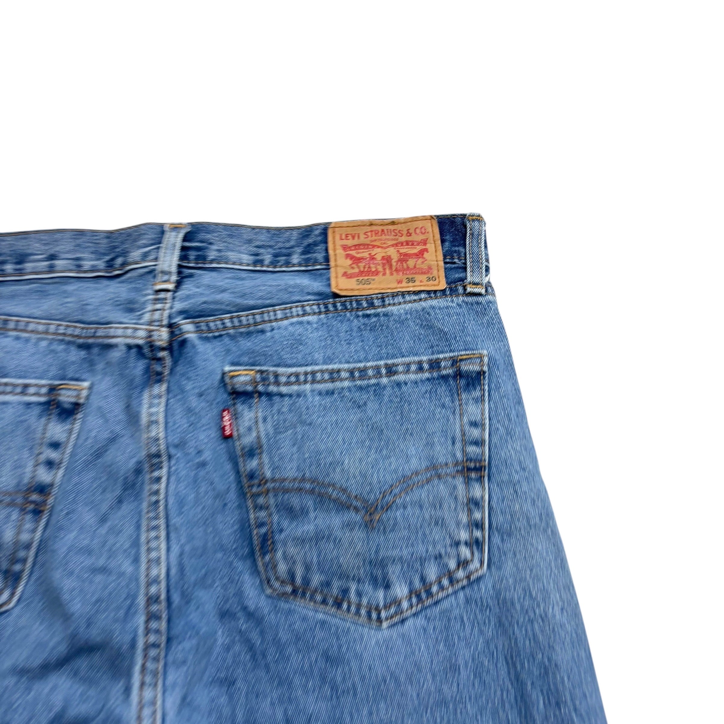 Levis 505 Jeans W35 L30 Mens Light Blue Regular Straight Fit Denim