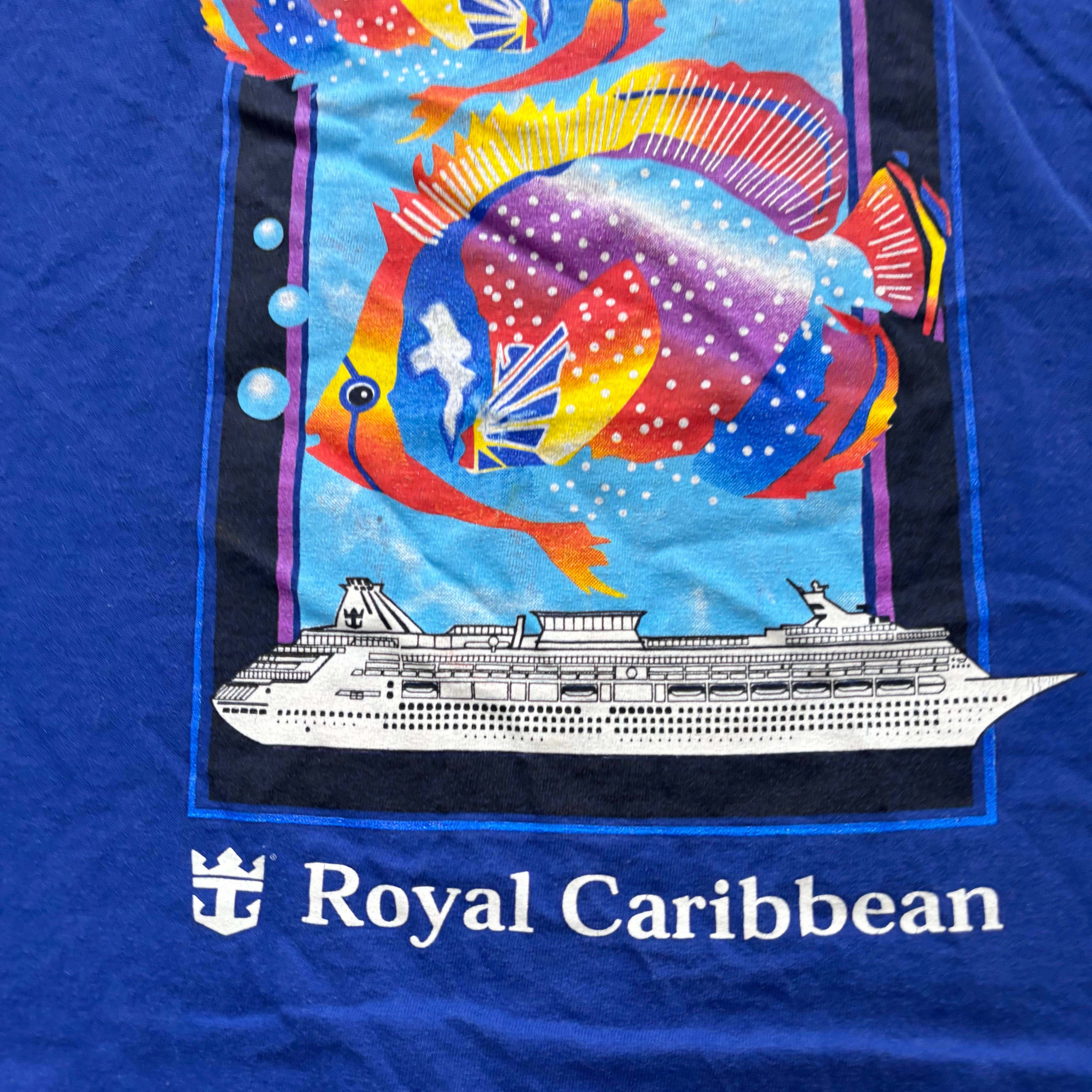 Vintage T Shirt Mens XL Blue Single Stitch Graphic Print 90s Tourist USA (E)