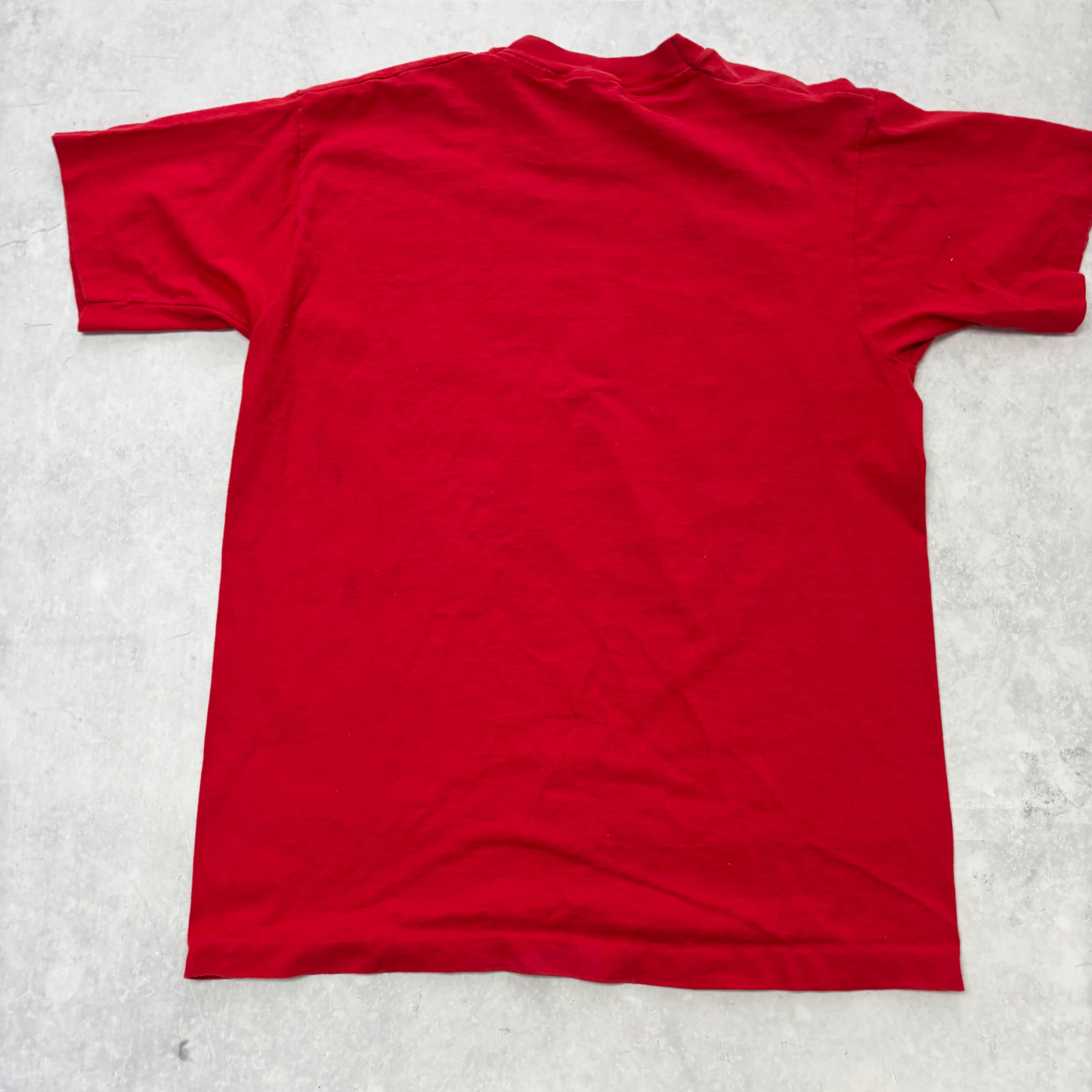 Vintage T Shirt Mens Large Red Single Stitch Graphic Print 90s USA (F)