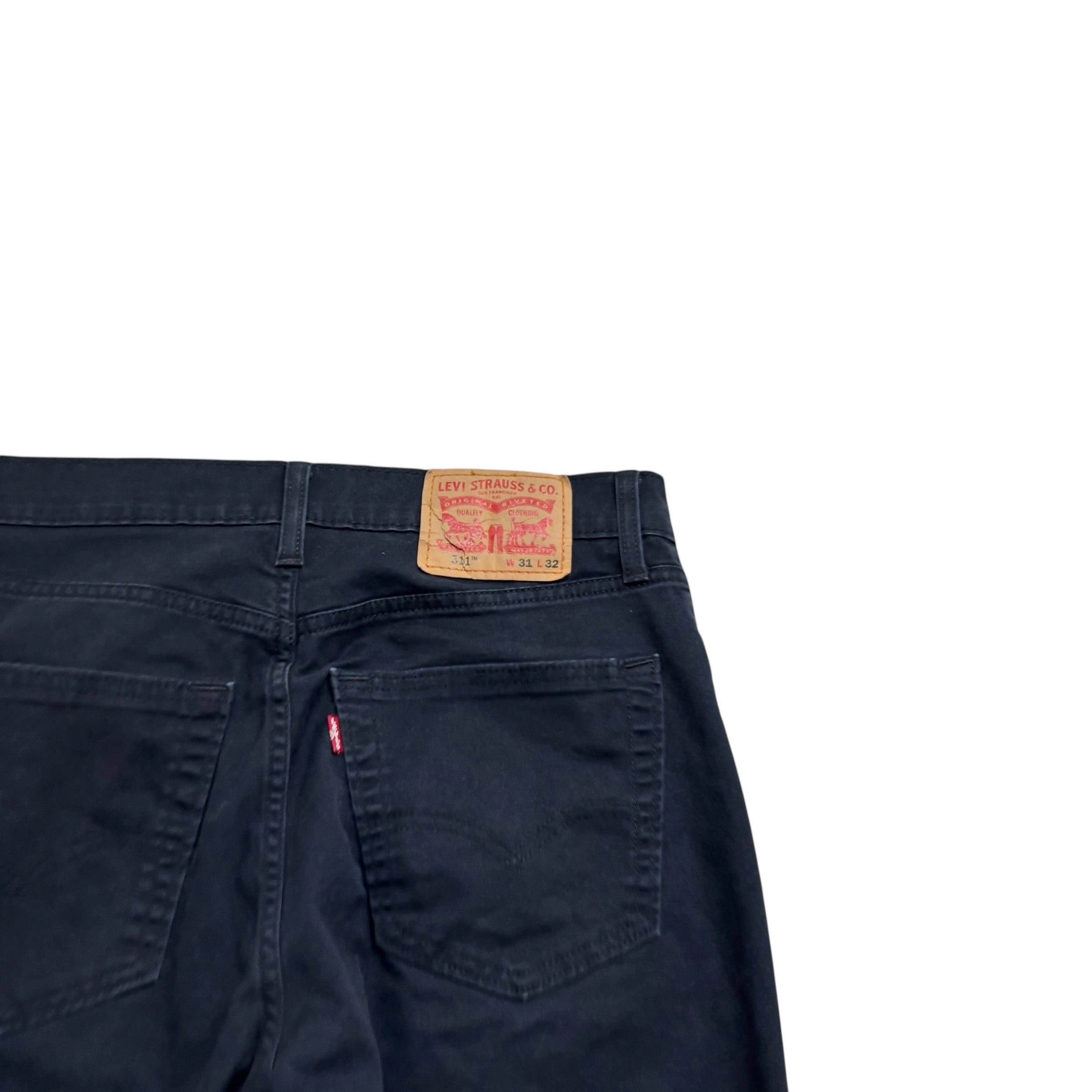 Levis 511 Trousers W31 L32 Mens Navy Blue Slim Fit Stretch Pants (E)