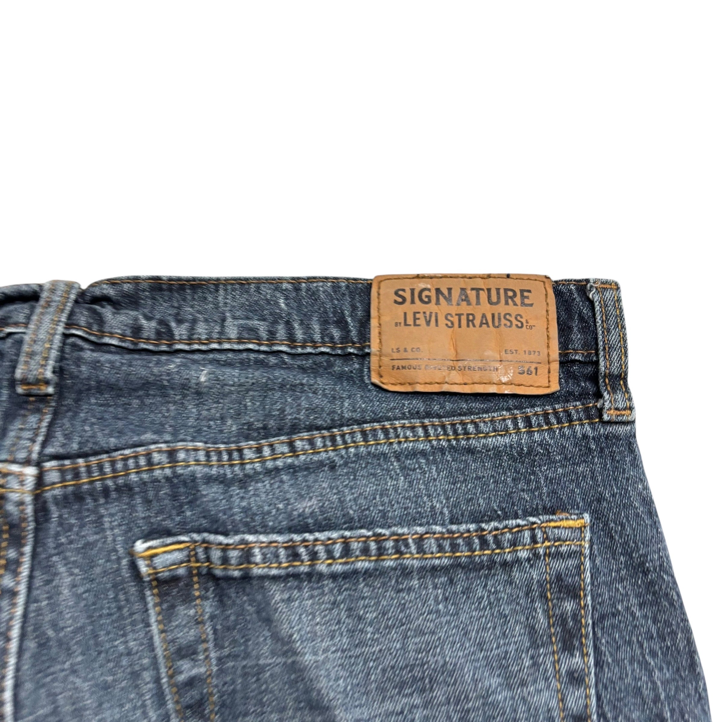 Levis Signature Jeans W36 L30 Mens Dark Blue Relaxed Straight Fit Stretch Denim