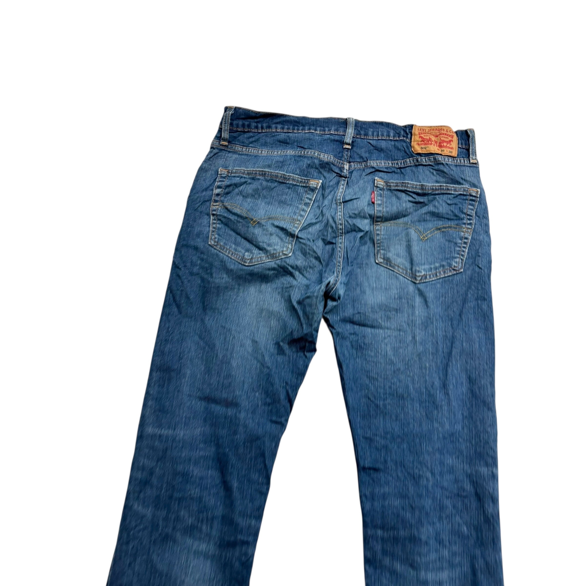 Levis 502 Jeans W36 L31 Mens Mid Blue Regular Tapered Fit Stretch Denim (E)