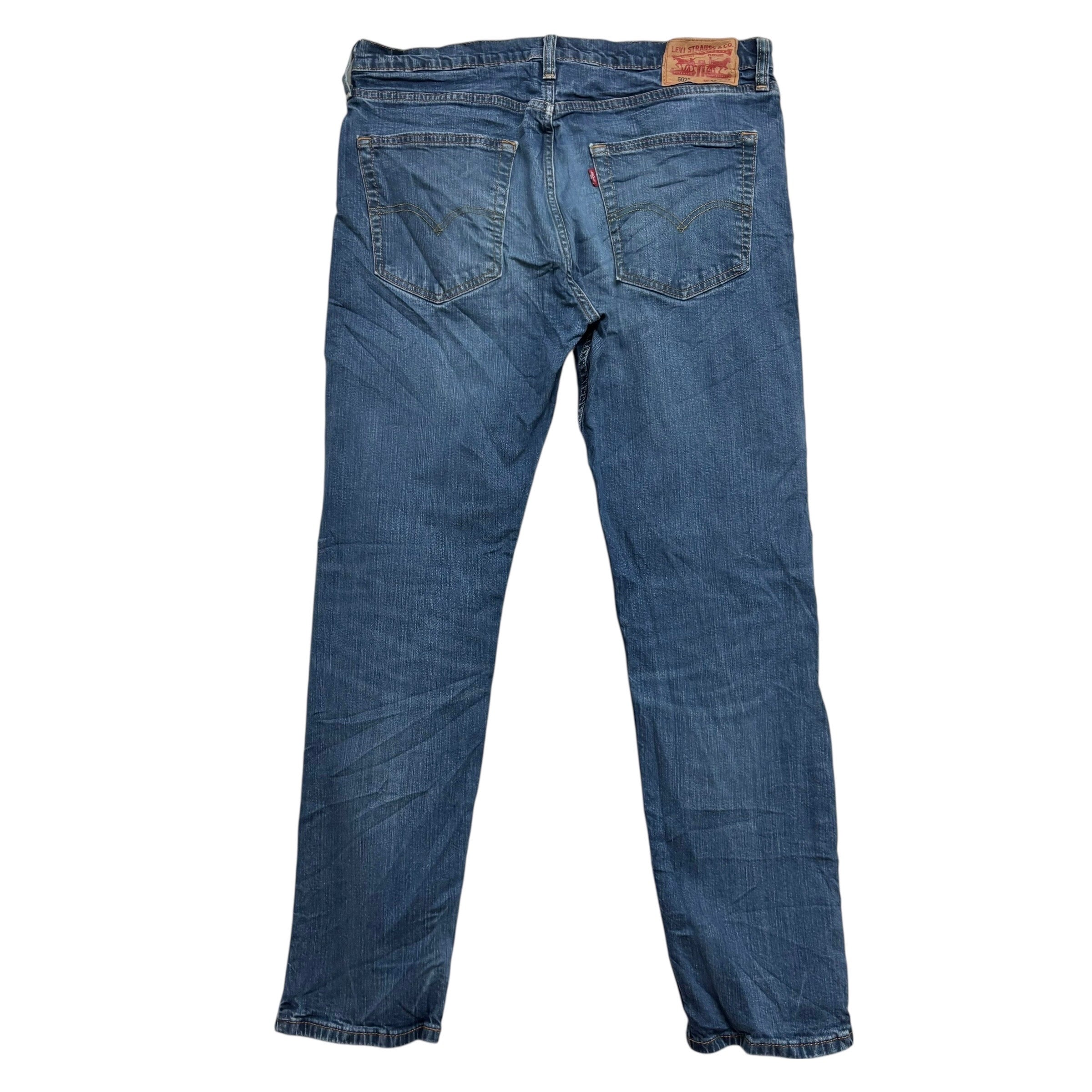 Levis 502 Jeans W36 L32 Mens Mid Blue Regular Tapered Fit Stretch Denim (E)