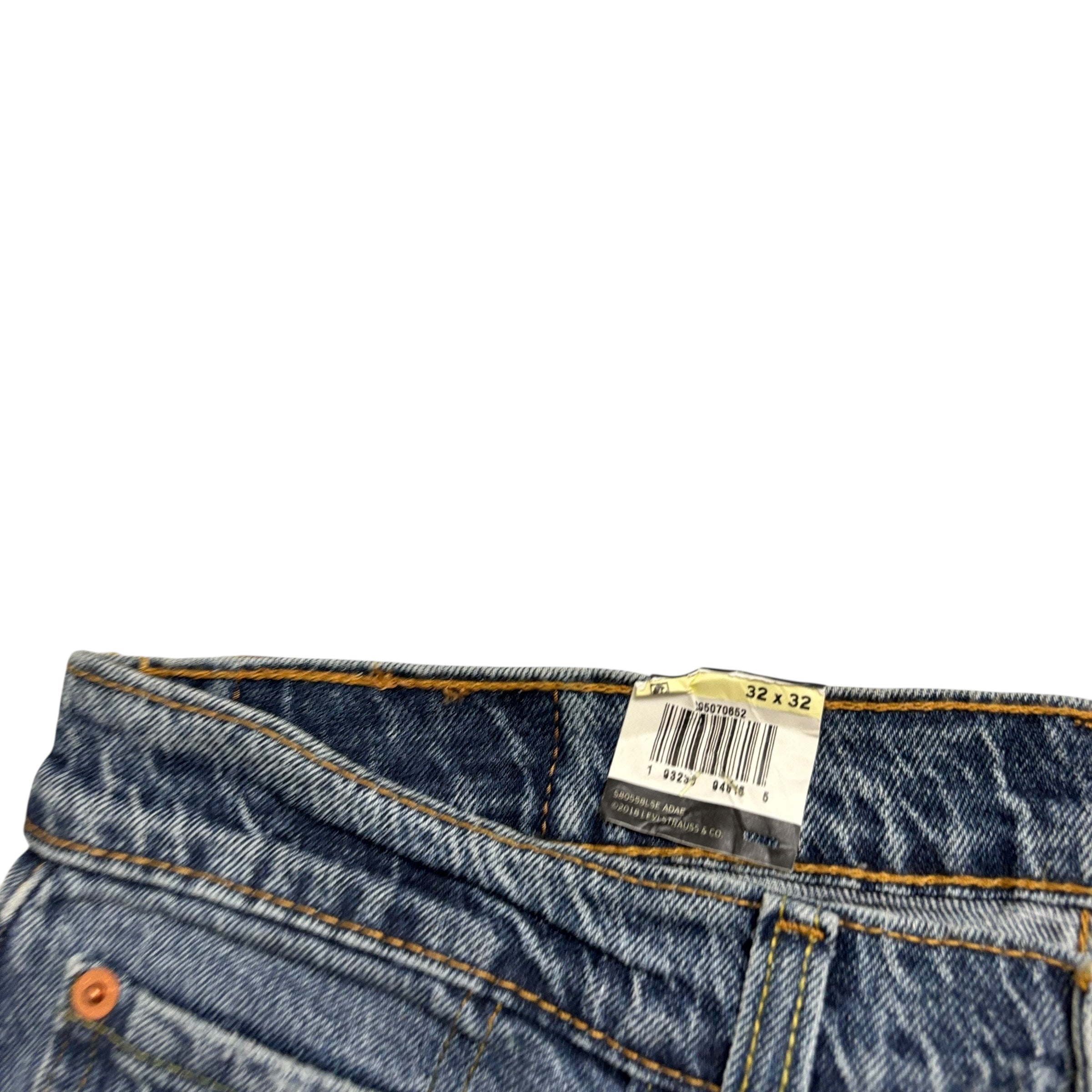 Levis 502 Jeans W32 L30 Mens Mid Blue Regular Tapered Fit Stretch Distressed (E)