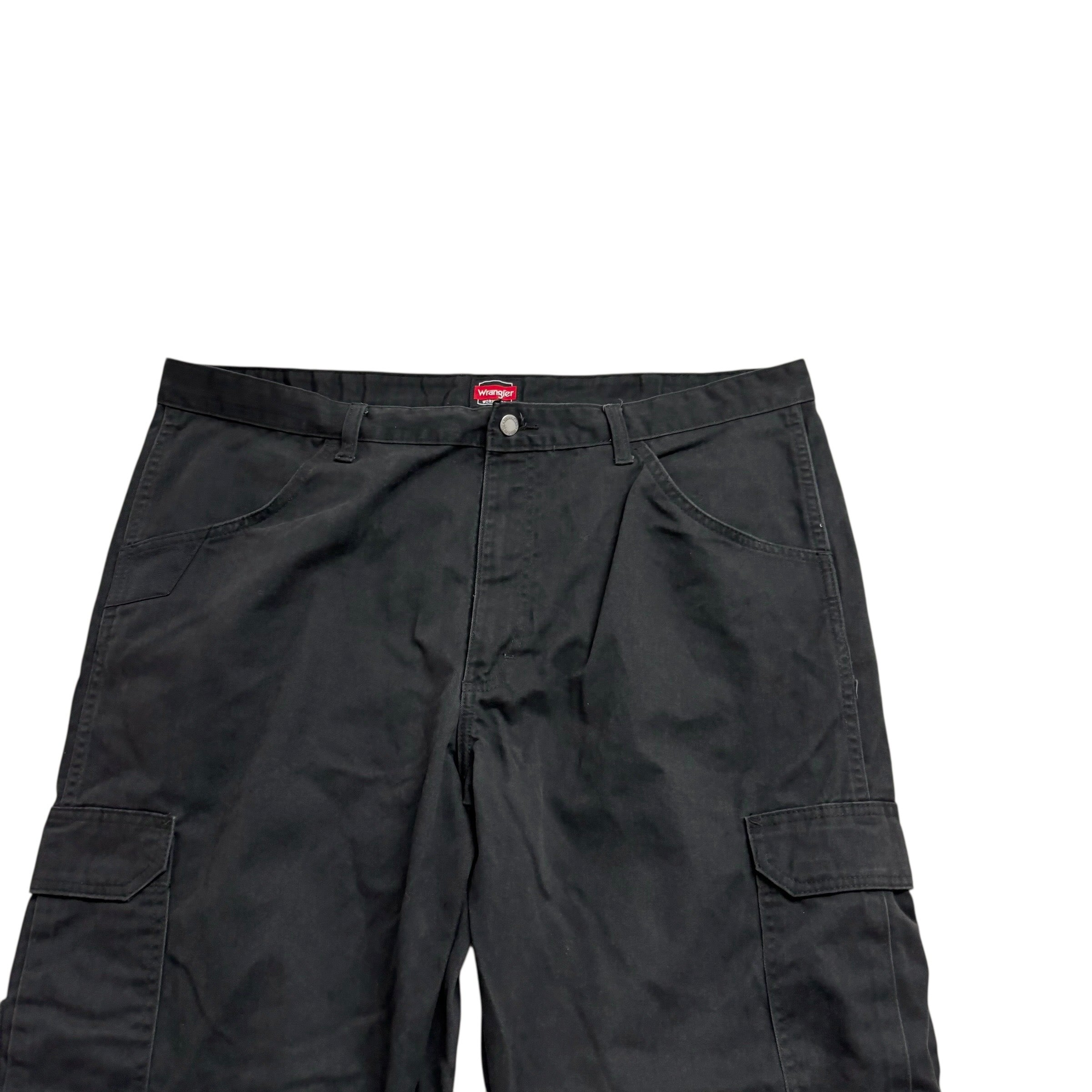 Wrangler Cargo Pants W40 L30 Mens Black Relaxed Straight Fit Trousers (F)