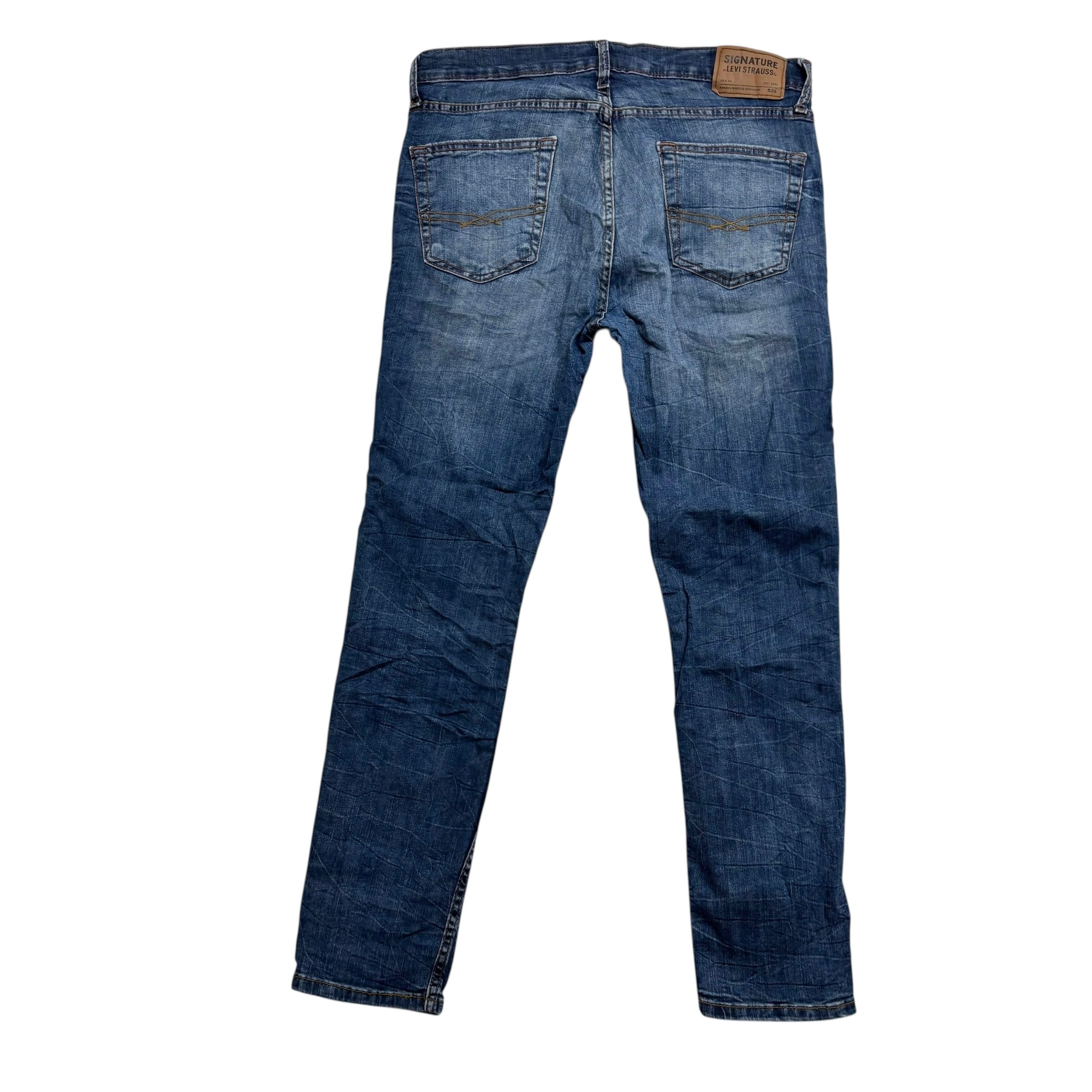 Levis Signature Jeans W34 L30 Mens Mid Blue Skinny Fit Stretch Denim (E)