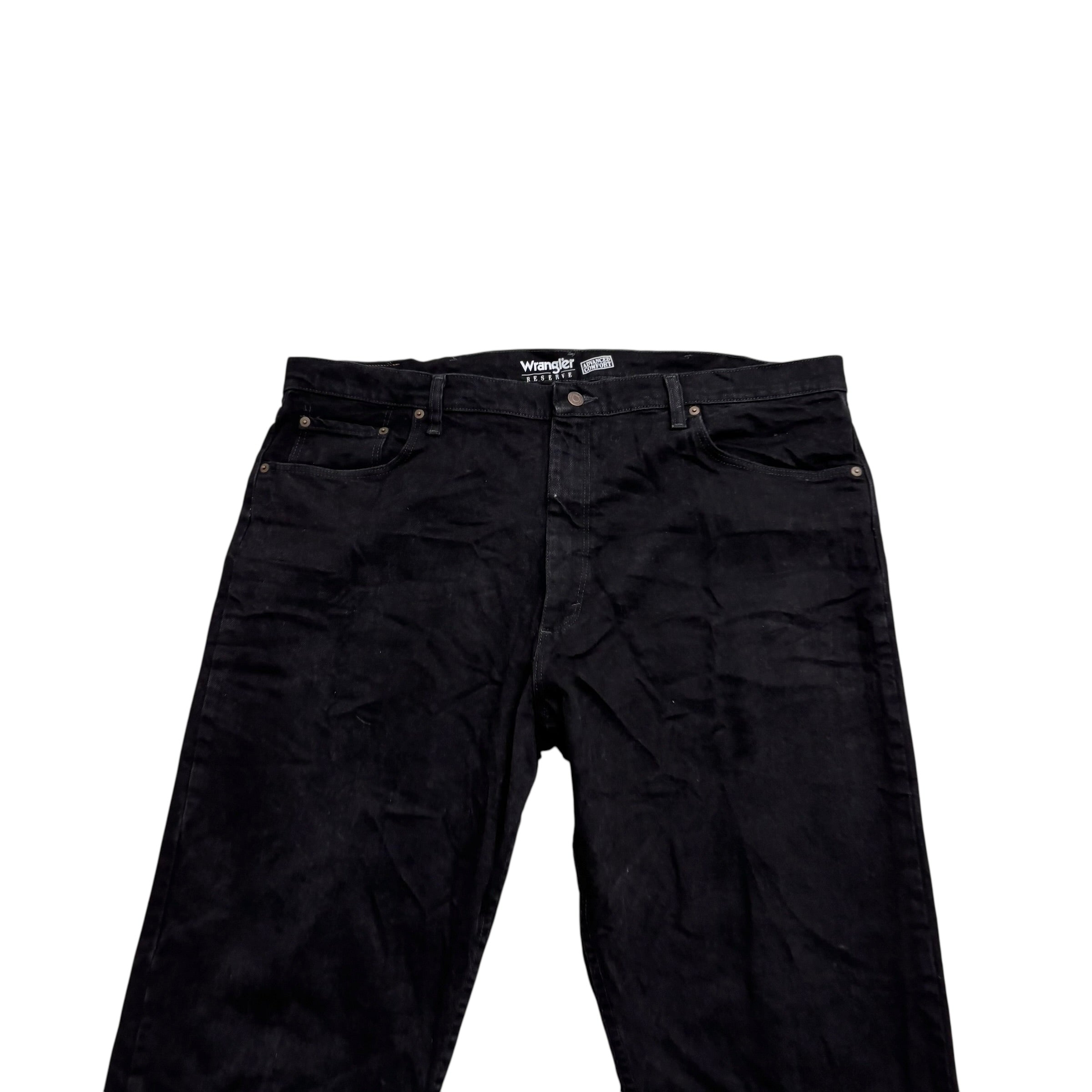 Wrangler Jeans W42 L30 Mens Black Relaxed Straight Fit Stretch Denim (E)