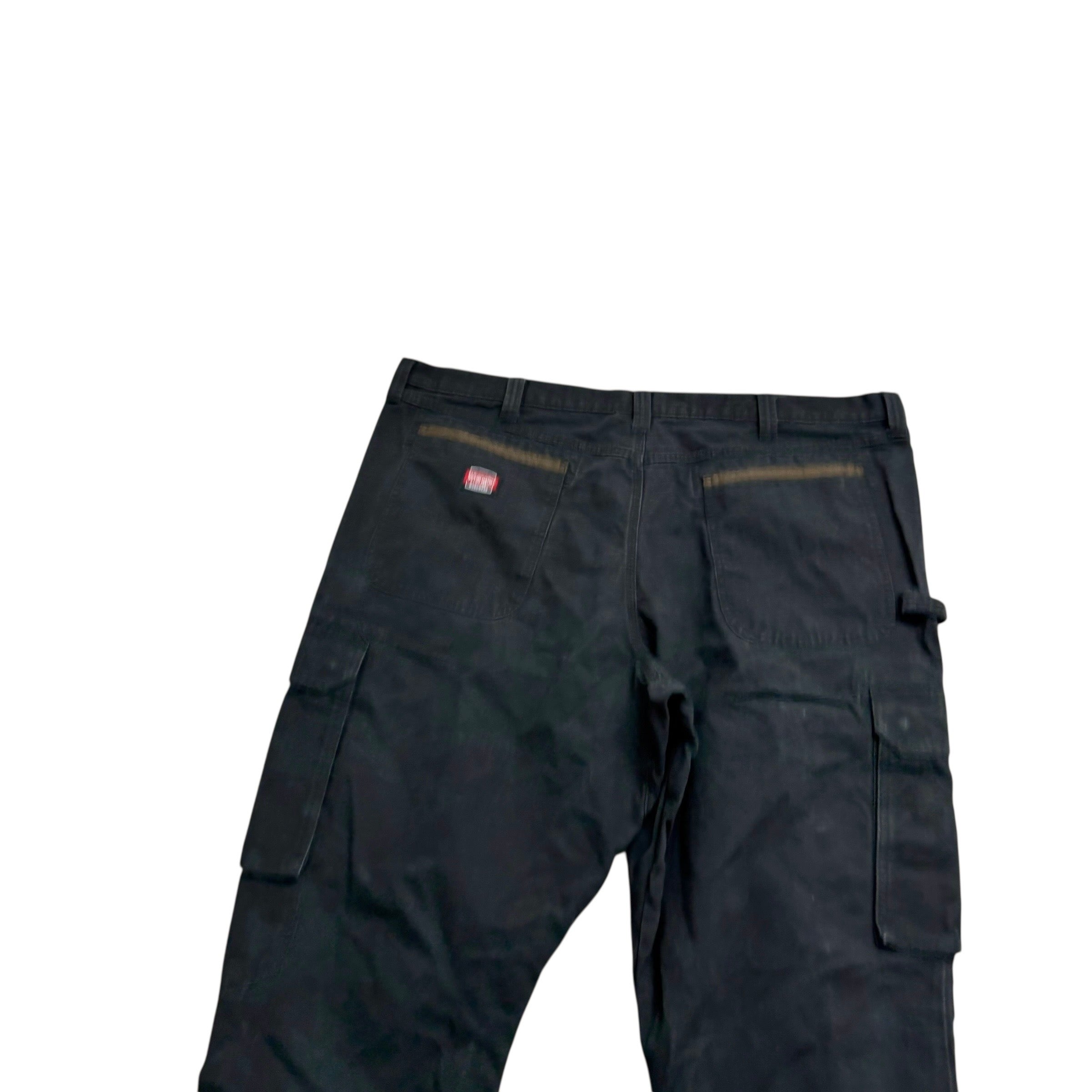 Wrangler Cargo Pants W42 L30 Mens Black Relaxed Straight Carpenter Trousers (E)