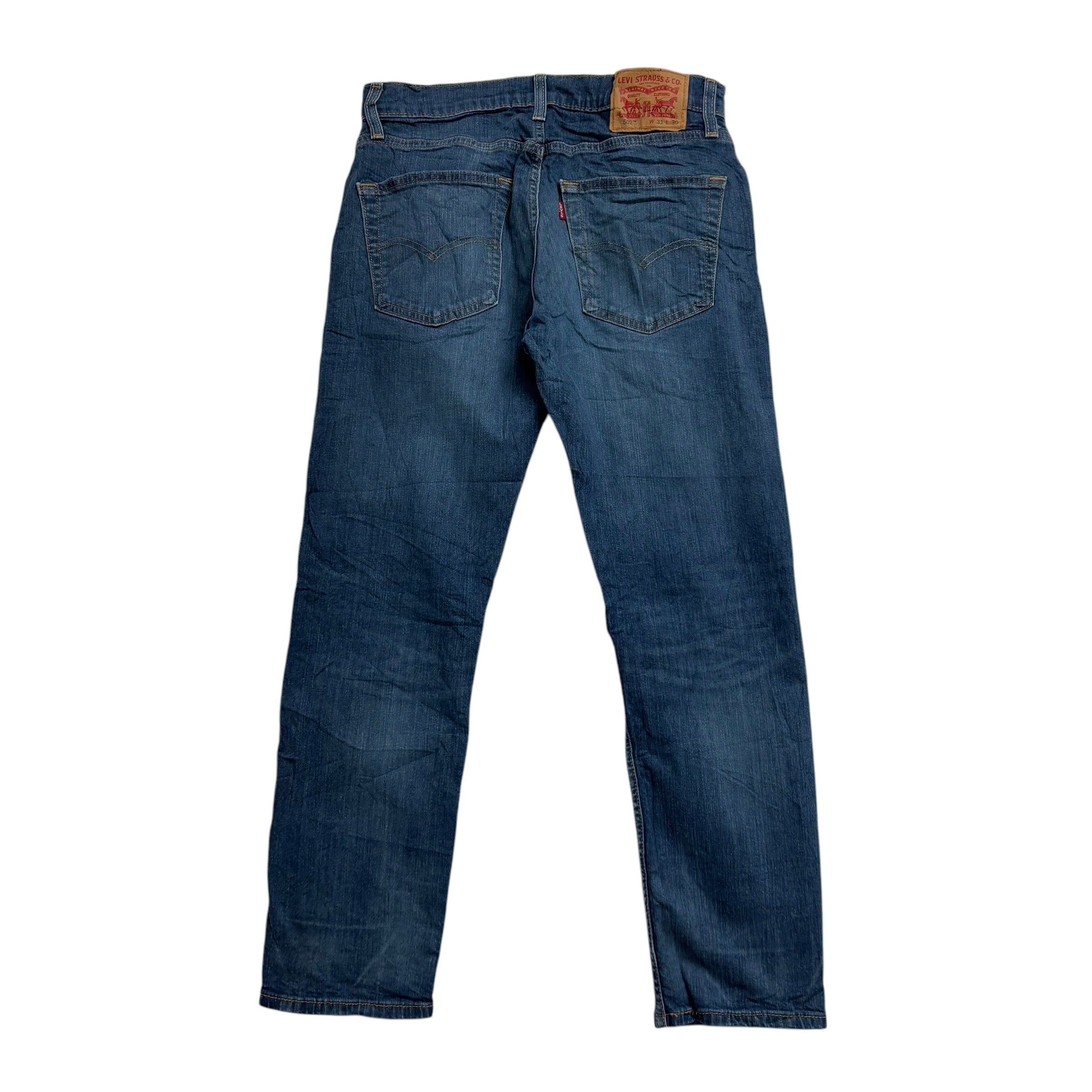 Levis 502 Jeans W31 L28 Mens Mid Blue Regular Tapered Fit Stretch Denim