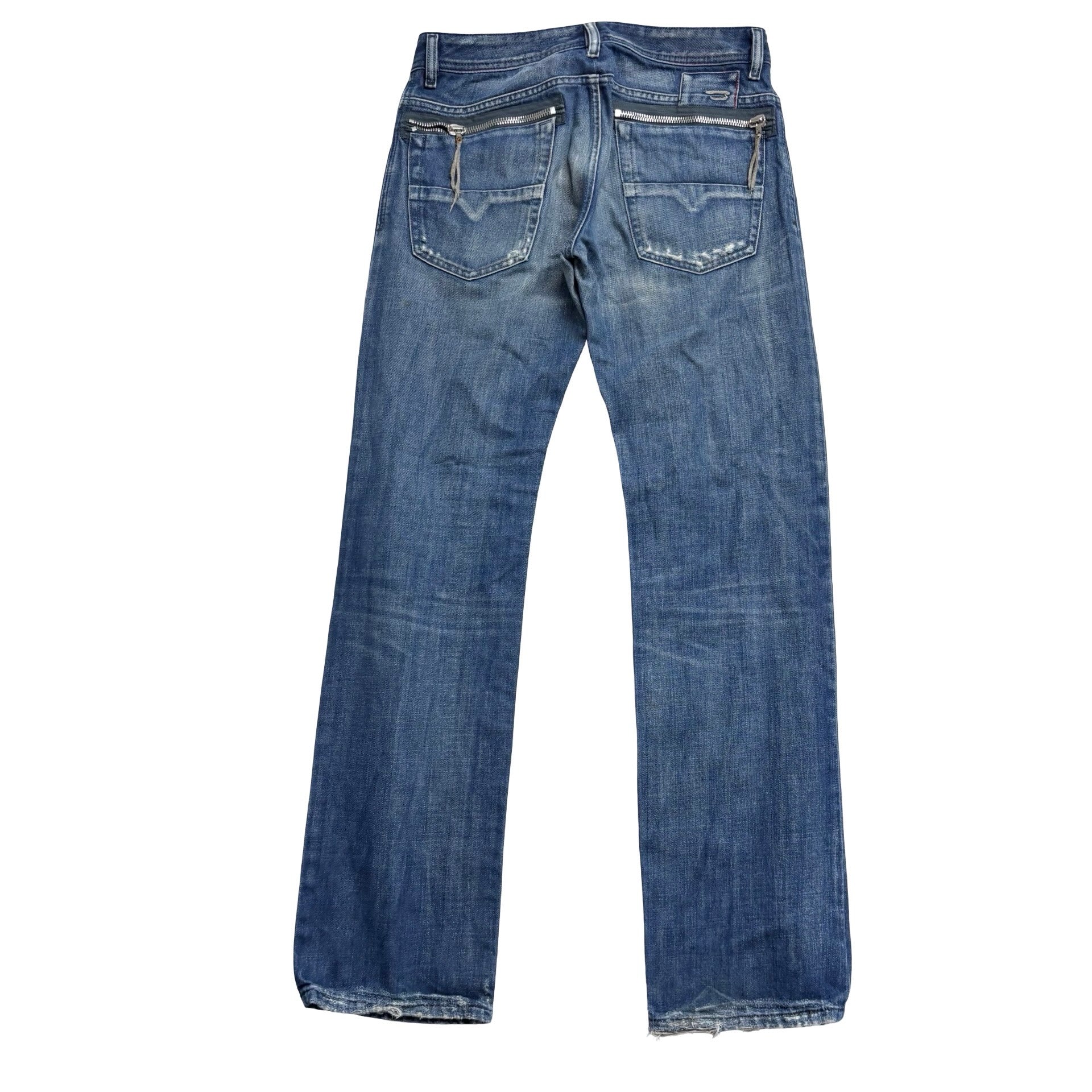 Diesel Jeans W31 L34 Mens Mid Blue Regular Straight Fit Denim