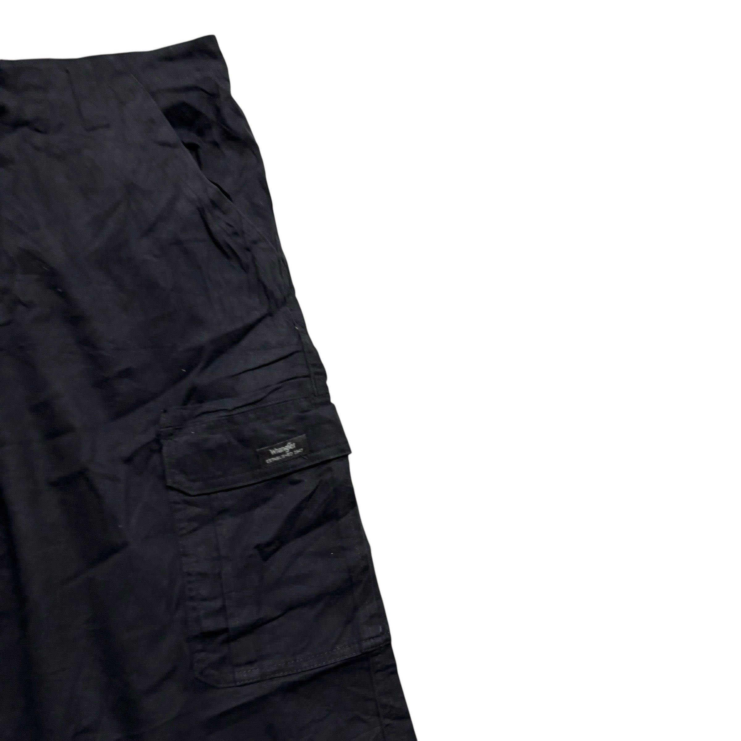 Wrangler Cargo Trousers W42 L30 Mens Black Relaxed Straight Fit Stetch Pants (E)