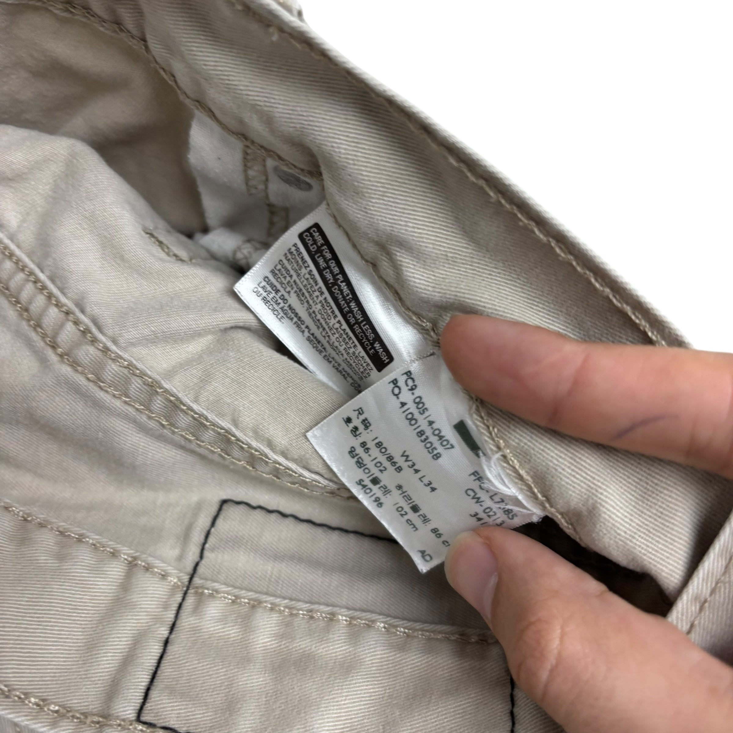 Levis 514 Trousers W34 L34 Mens Cream Regular Straight Fit Cotton Pants