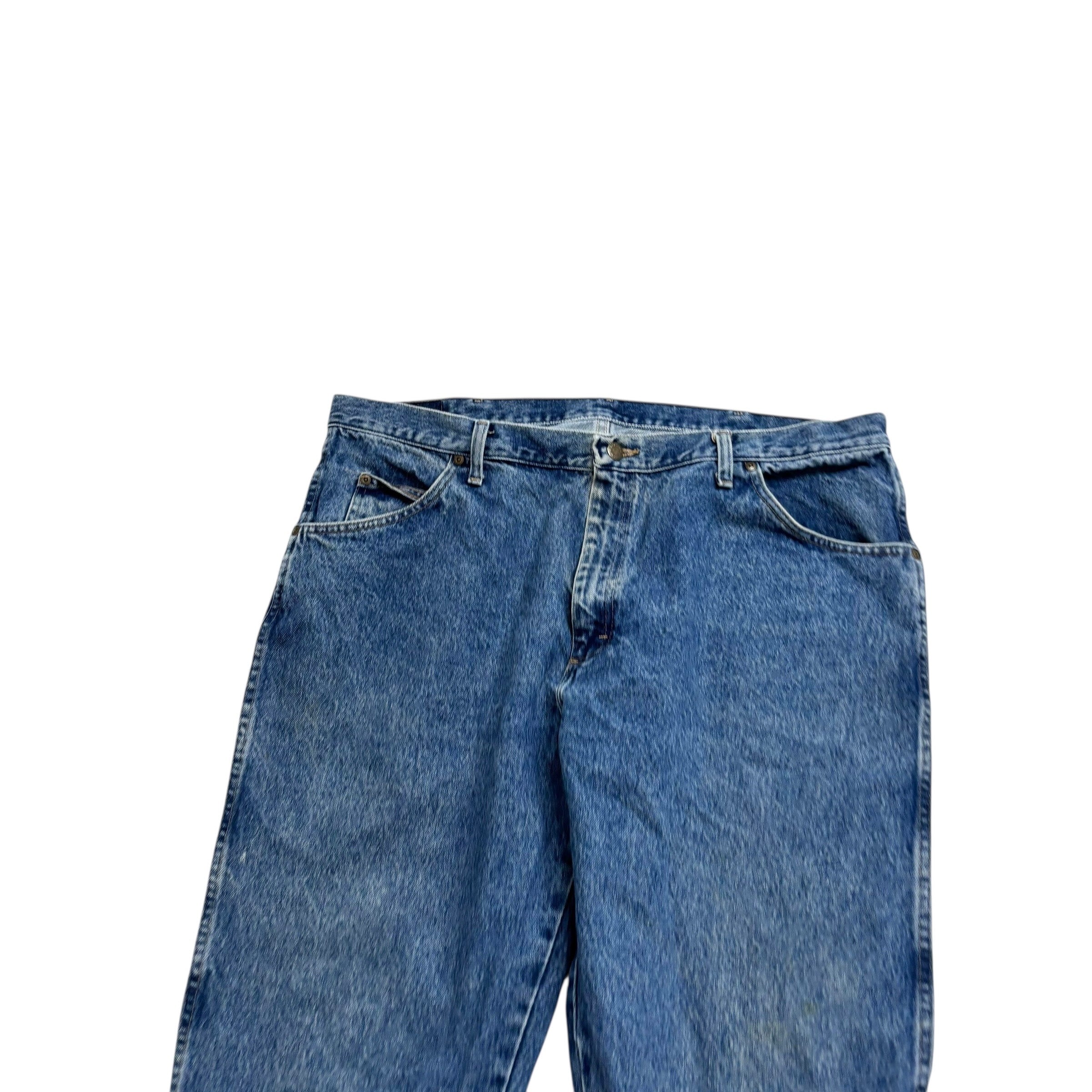 Wrangler Jeans W40 L29 Mens Mid Blue Baggy Relaxed Straight Fit Denim