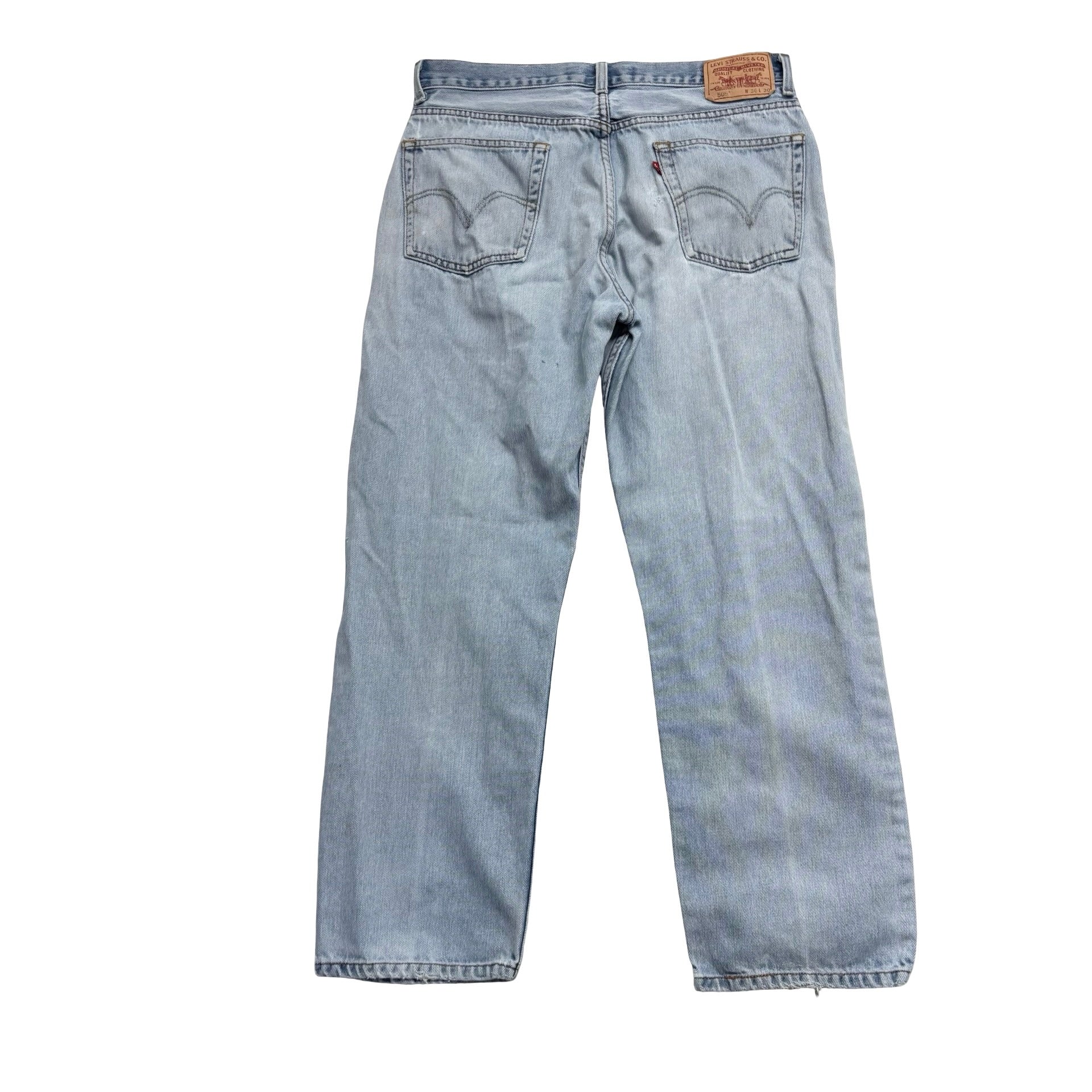Levis 505 Jeans W34 L29 Mens Light Blue Regular Straight Fit Vintage Denim (F)