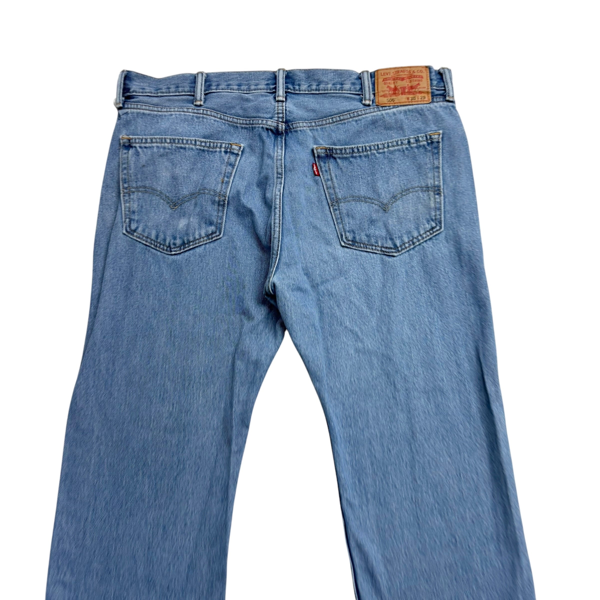 Levis 505 Jeans W38 L29 Mens Light Blue Regular Straight Fit Vintage Denim (E)
