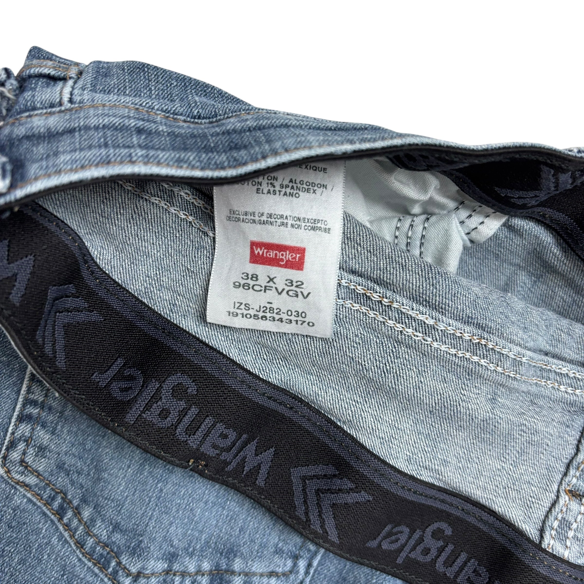 Wrangler Jeans W38 L32 Mens Mid Blue Regular Straight Fit Stretch Denim