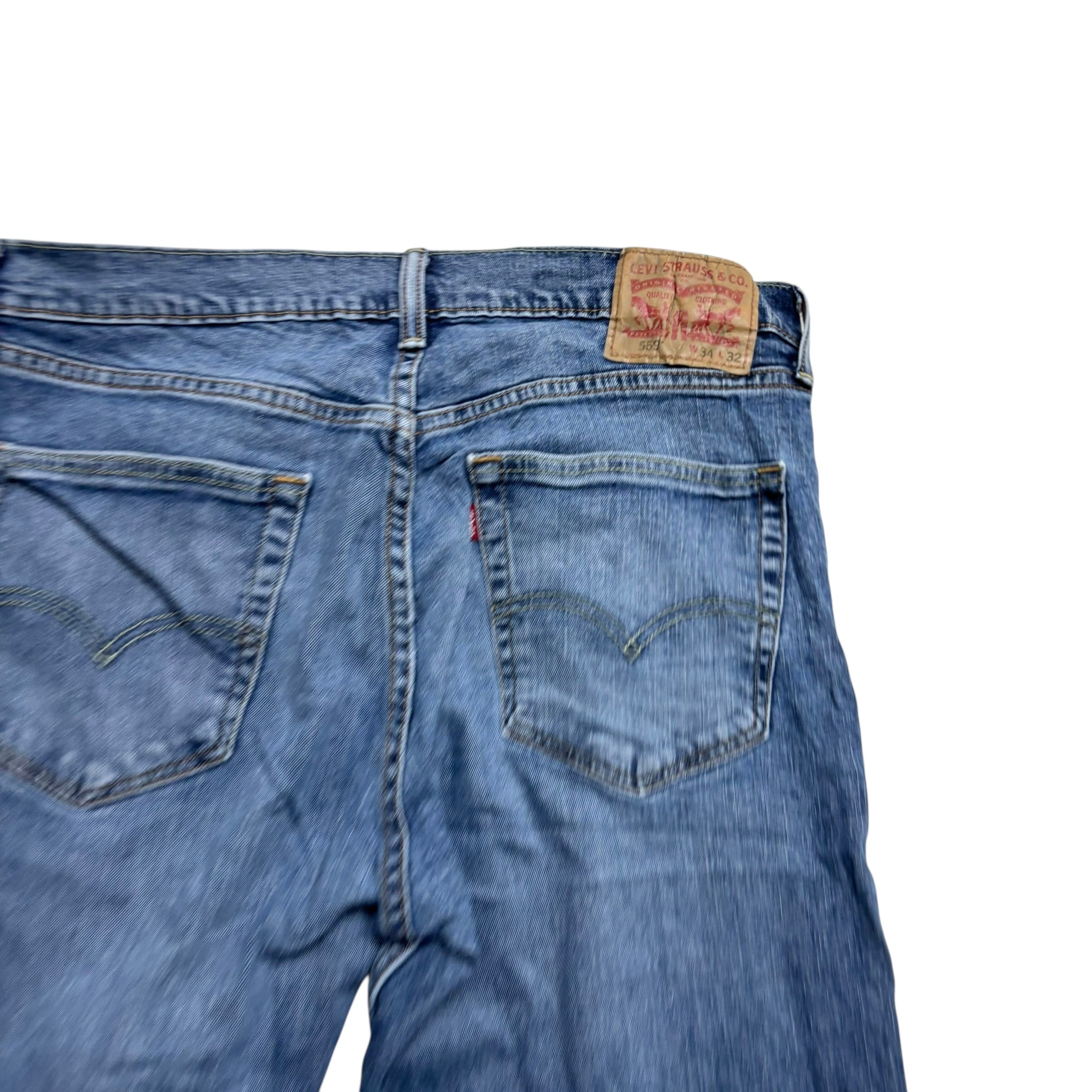 Levis 559 Jeans W34 L32 Mens Mid Blue Relaxed Straight Fit Stretch Denim (E)