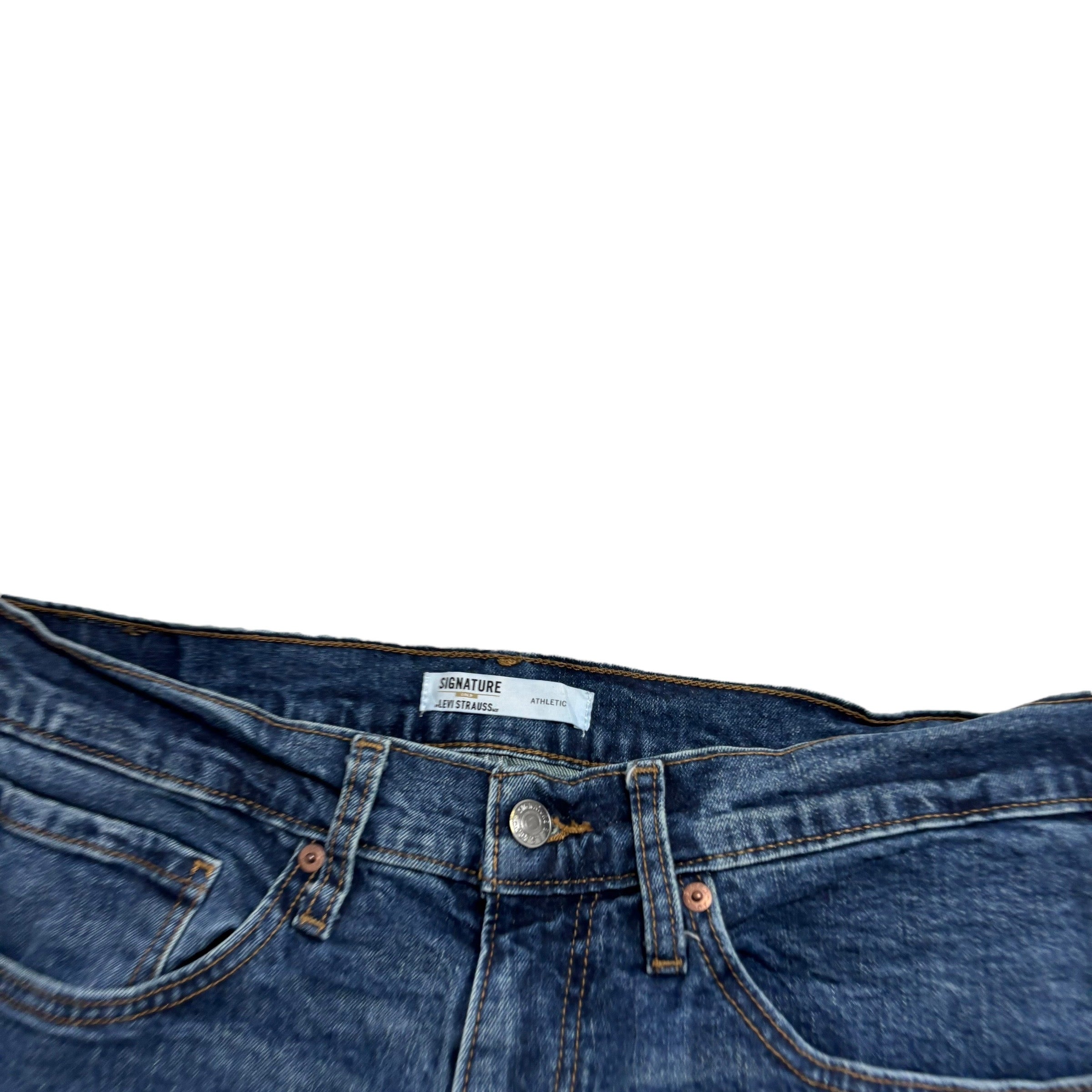 Levis Signature Jeans W34 L30 Mens Mid Blue Athletic Tapered Fit Stretch Denim