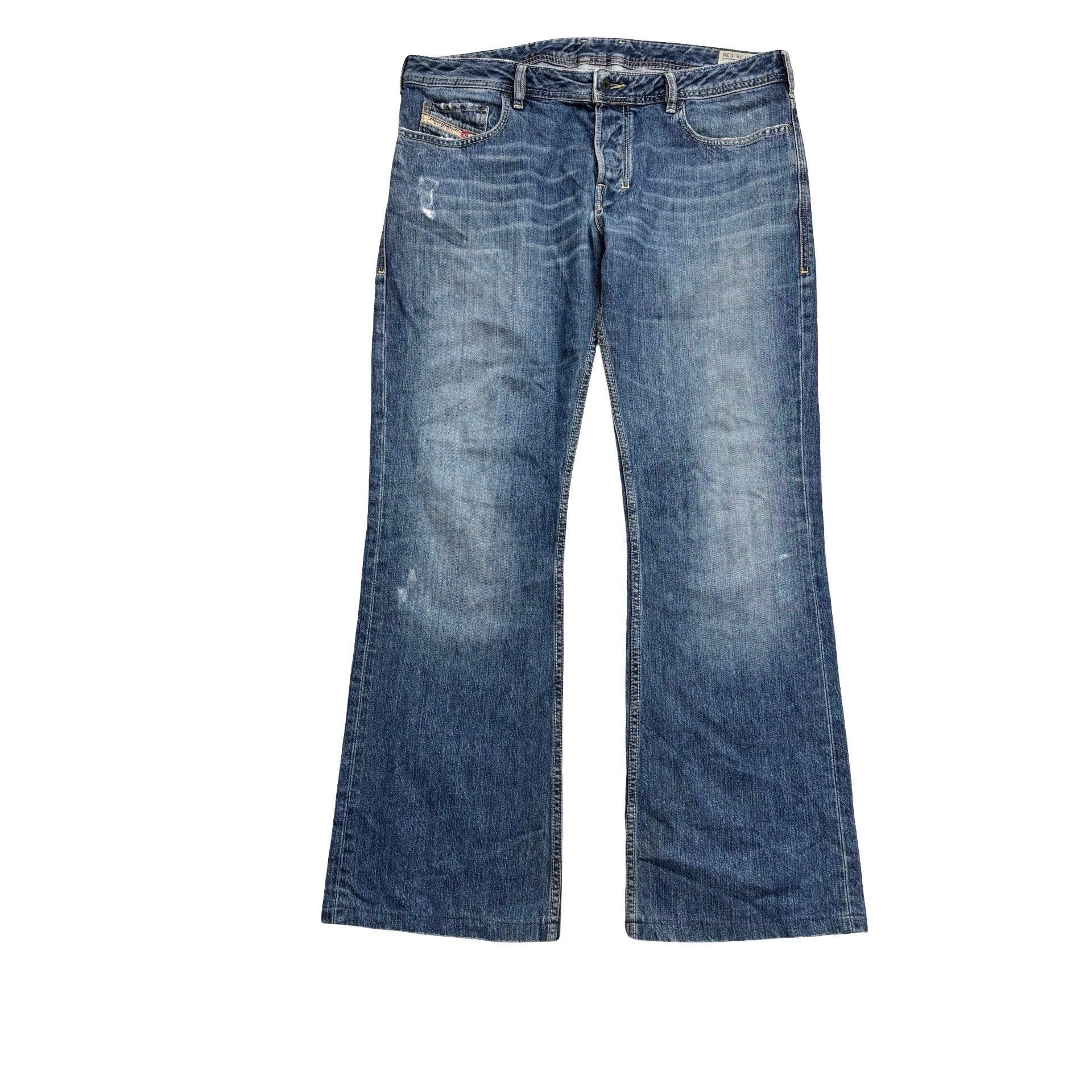 Diesel Zathan Jeans W36 L32 Mens Mid Blue Regular Bootcut Fit Denim (F)