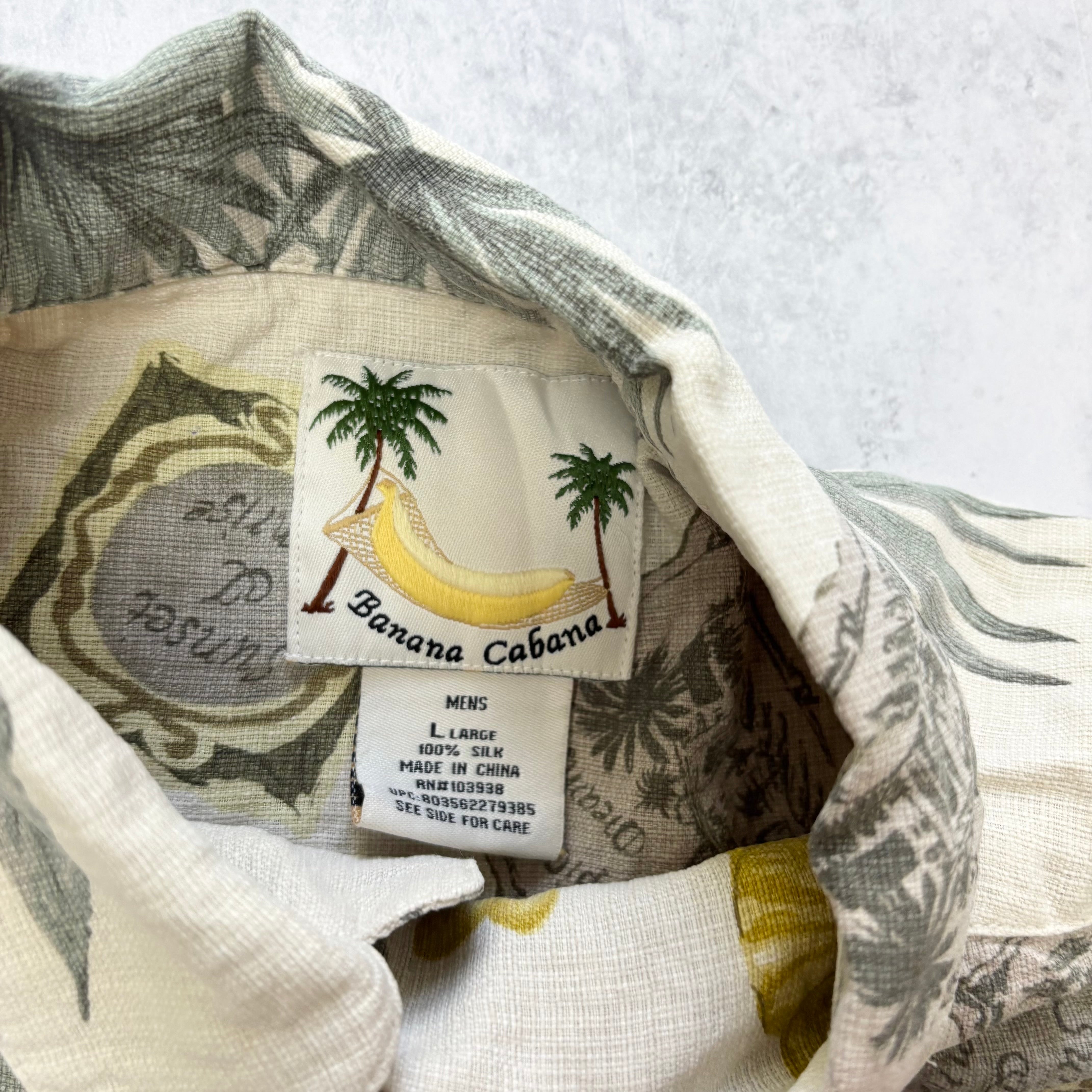 Vintage Hawaiian Shirt Mens Large Yellow Silk Floral Aloha Short Sleeve (E)