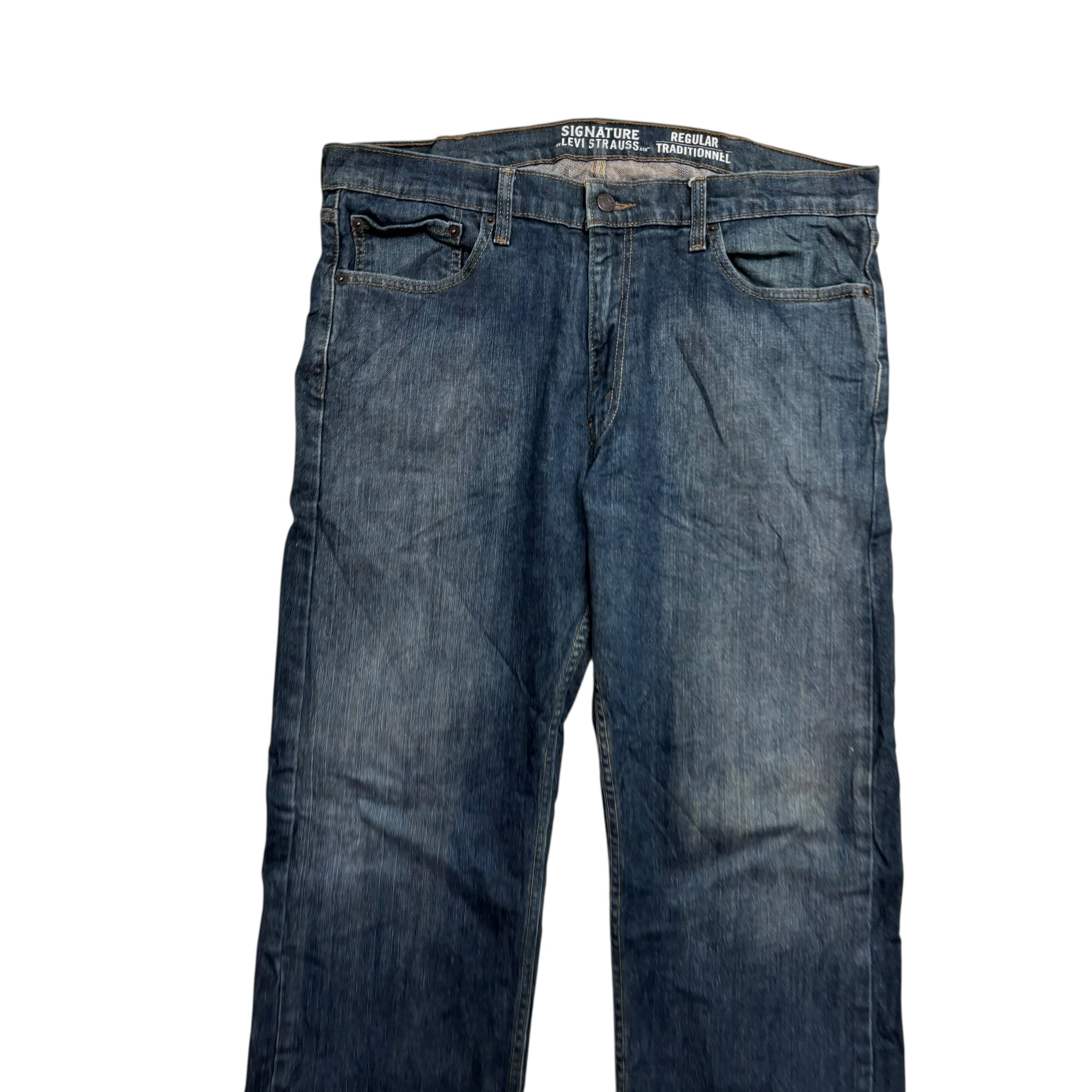 Levis Signature Jeans W38 L30 Mens Dark Blue Regular Straight Fit Stretch (E)