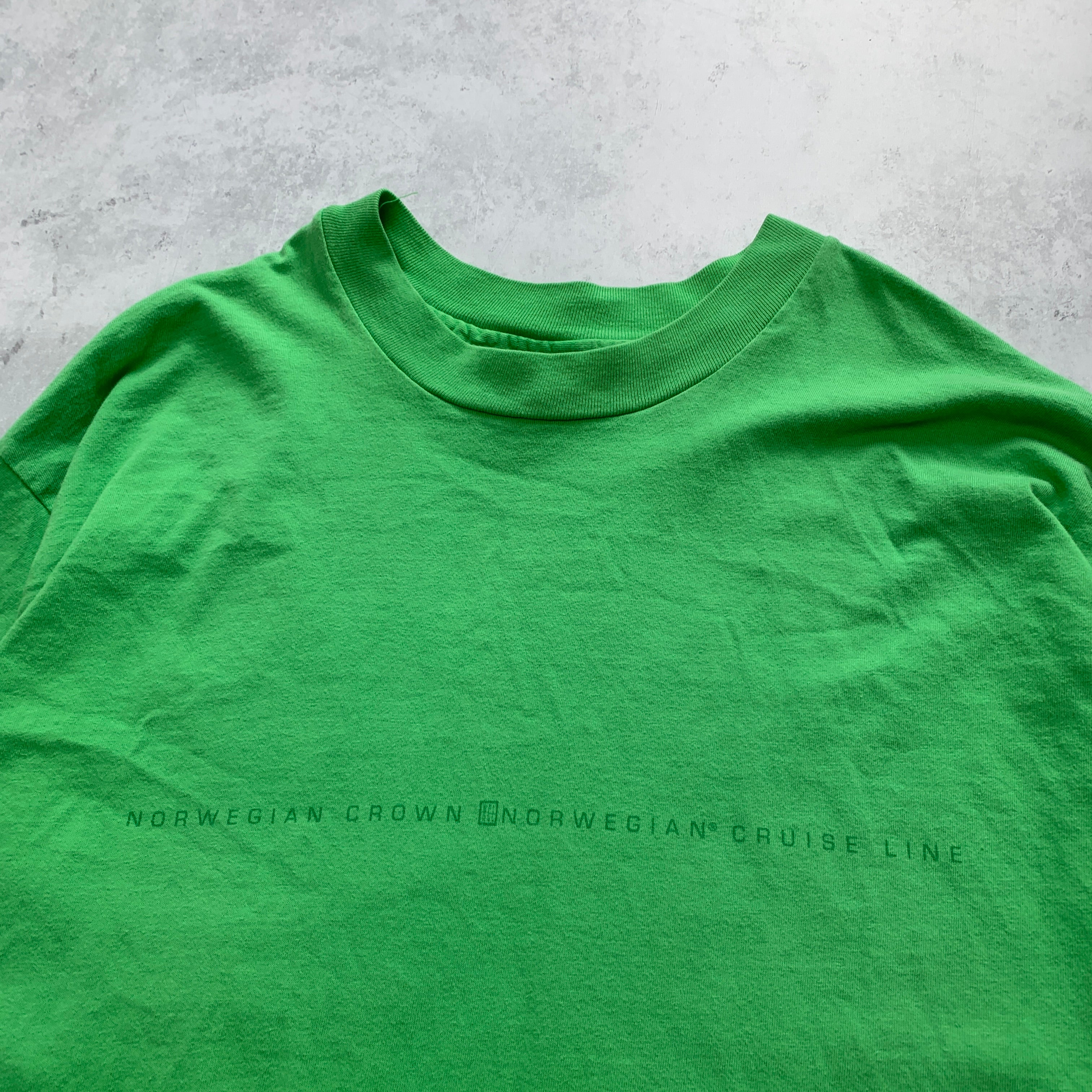 Vintage T Shirt Mens XXL Green Single Stitch Graphic Print 90s USA Cruise