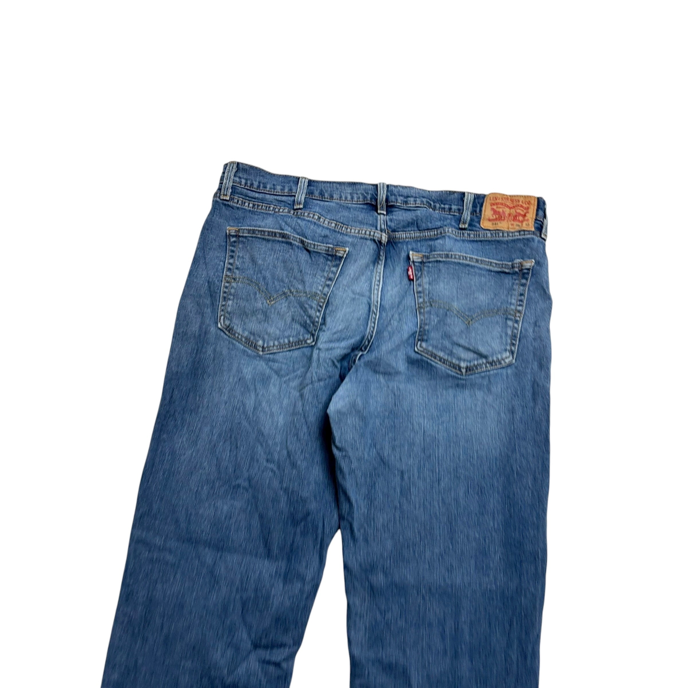 Levis 541 Jeans W38 L30 Mens Mid Blue Athletic Tapered Fit Stretch Denim (E)