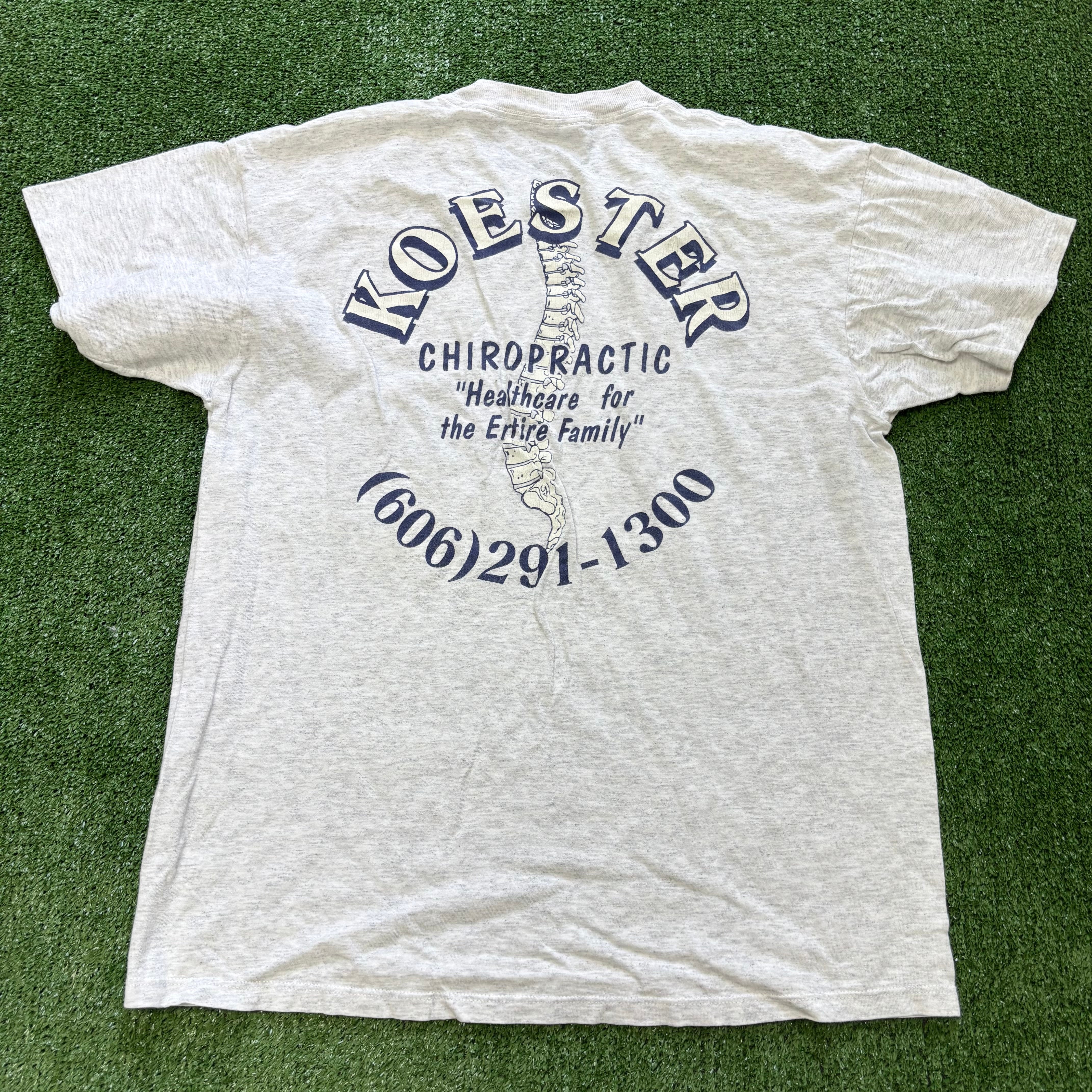 Vintage T Shirt Mens Large Grey Single Stitch Graphic Print 90s USA