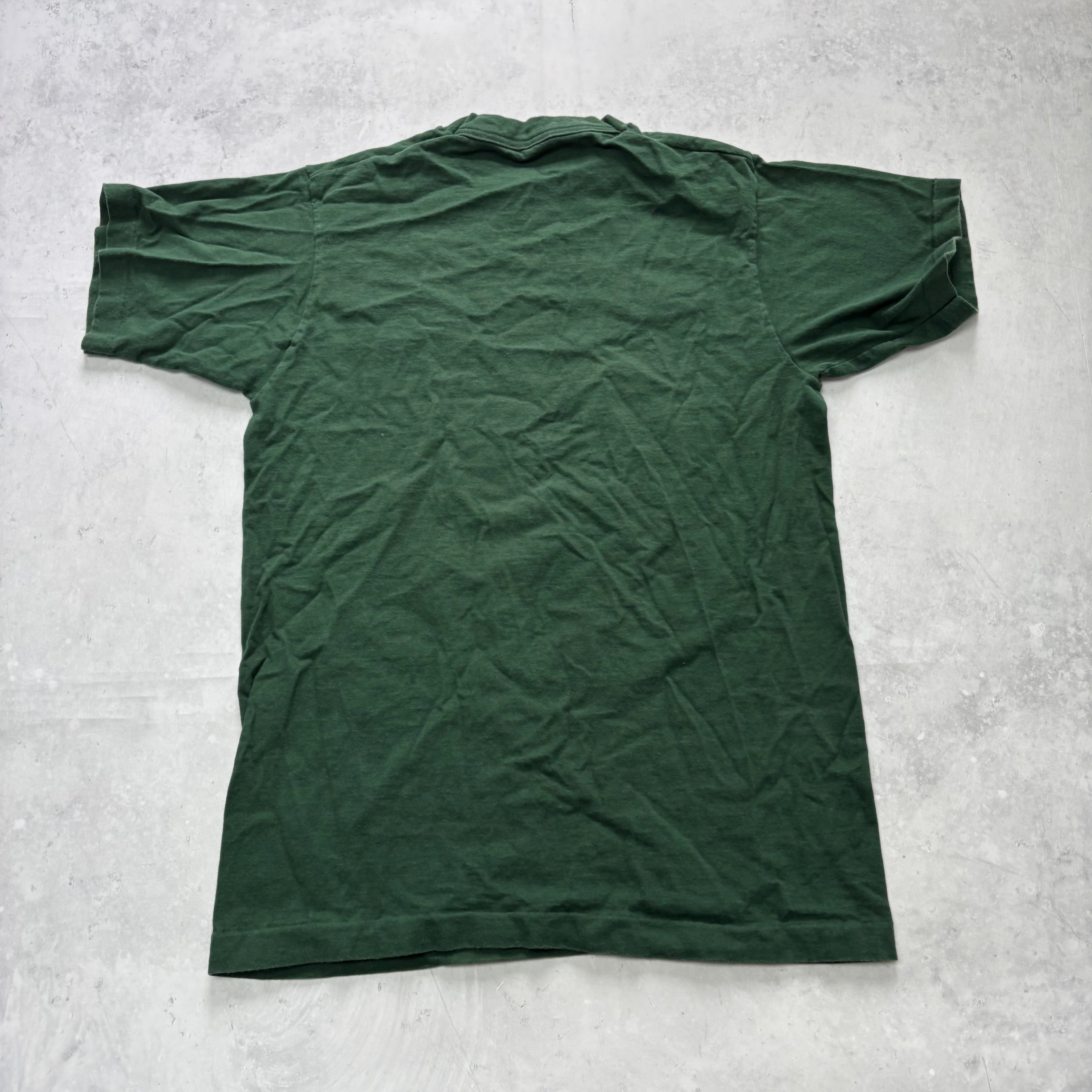 Vintage T Shirt Mens Medium Green Single Stitch Graphic Print 90s USA Tourist (E)