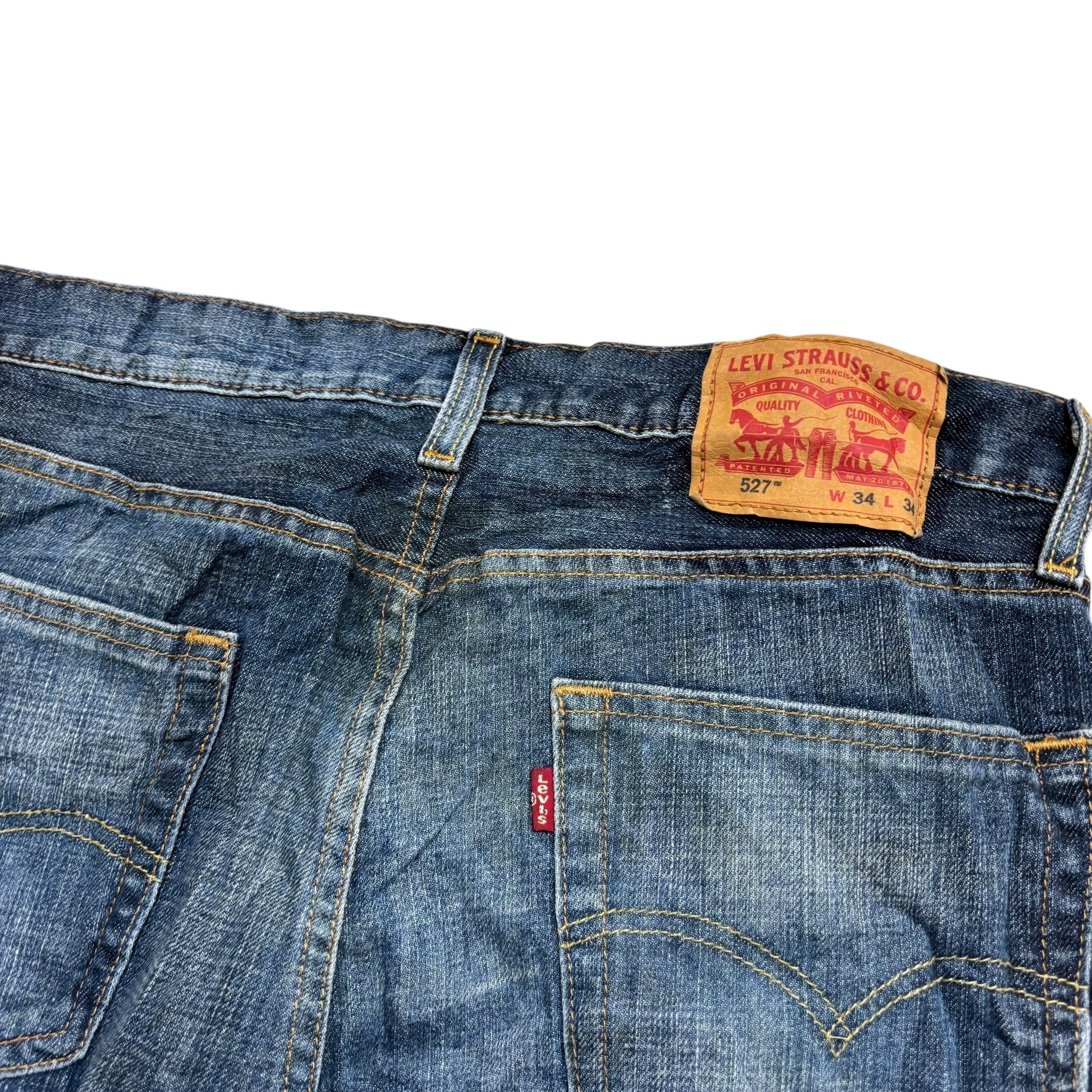 Levis 527 Jeans W32 L34 Mens Dark Blue Slim Bootcut Fit Denim (F)